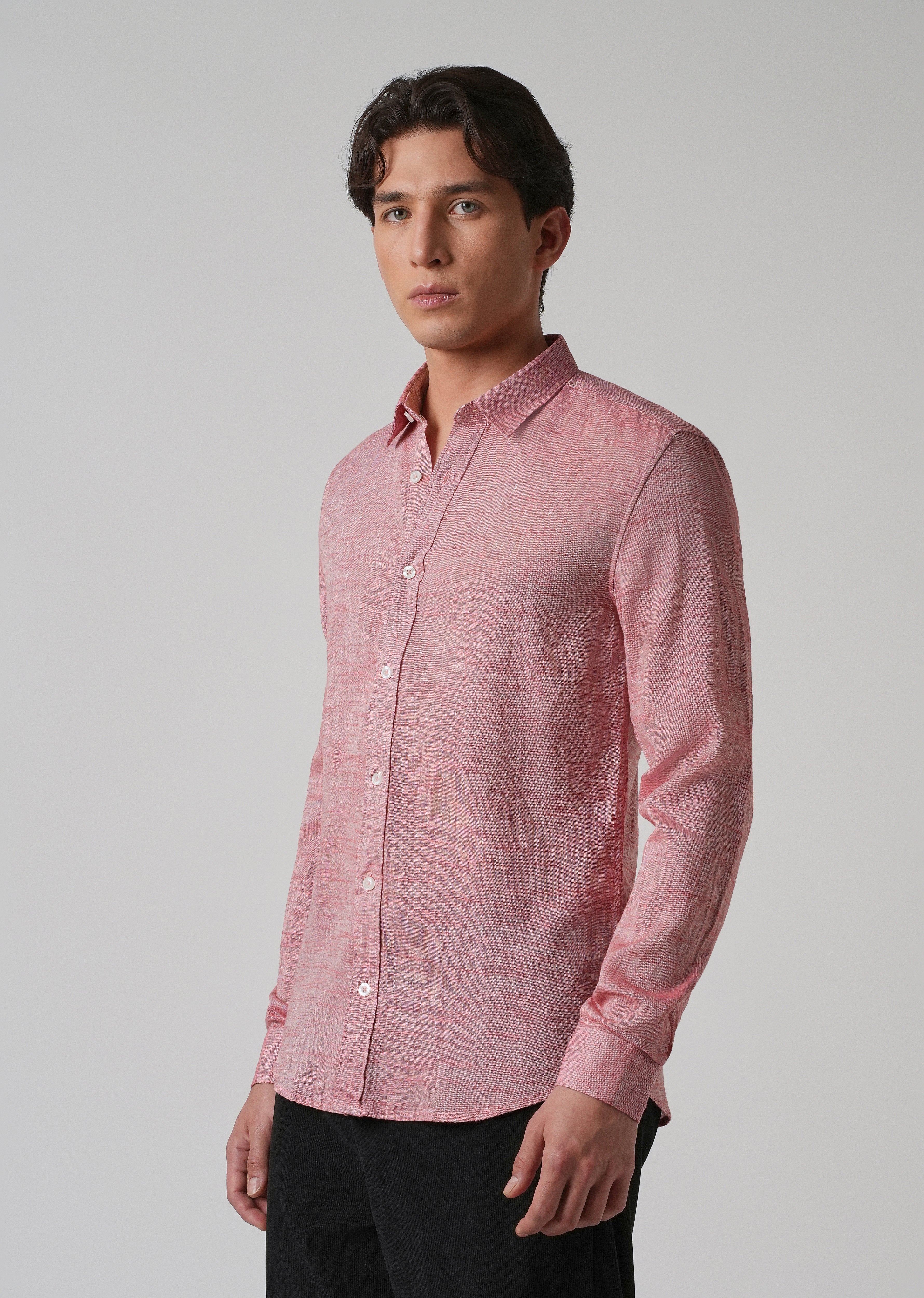 100% Pure Linen Punch Red Shirt