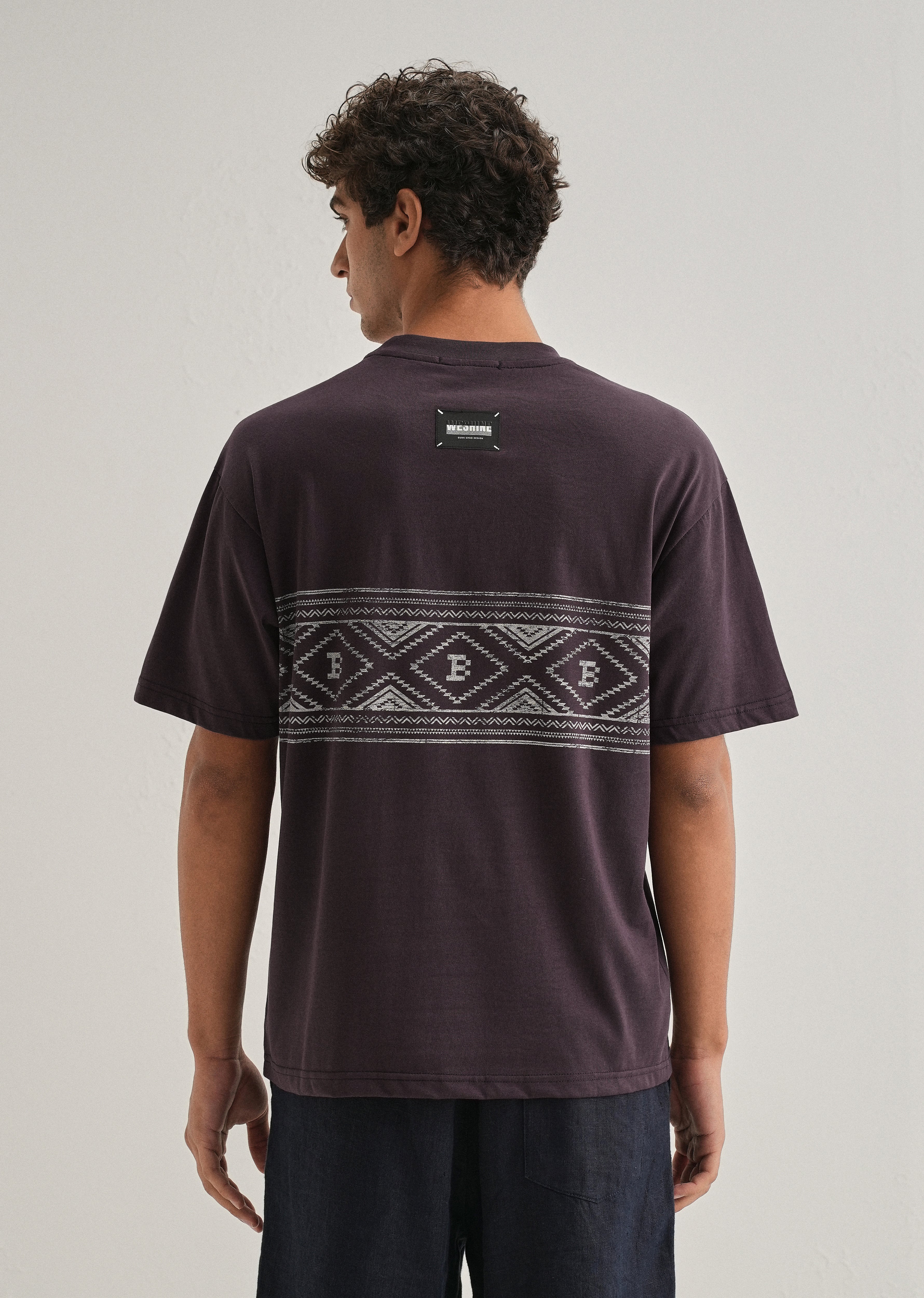Purple Aztec Printed Oversized T-shirt