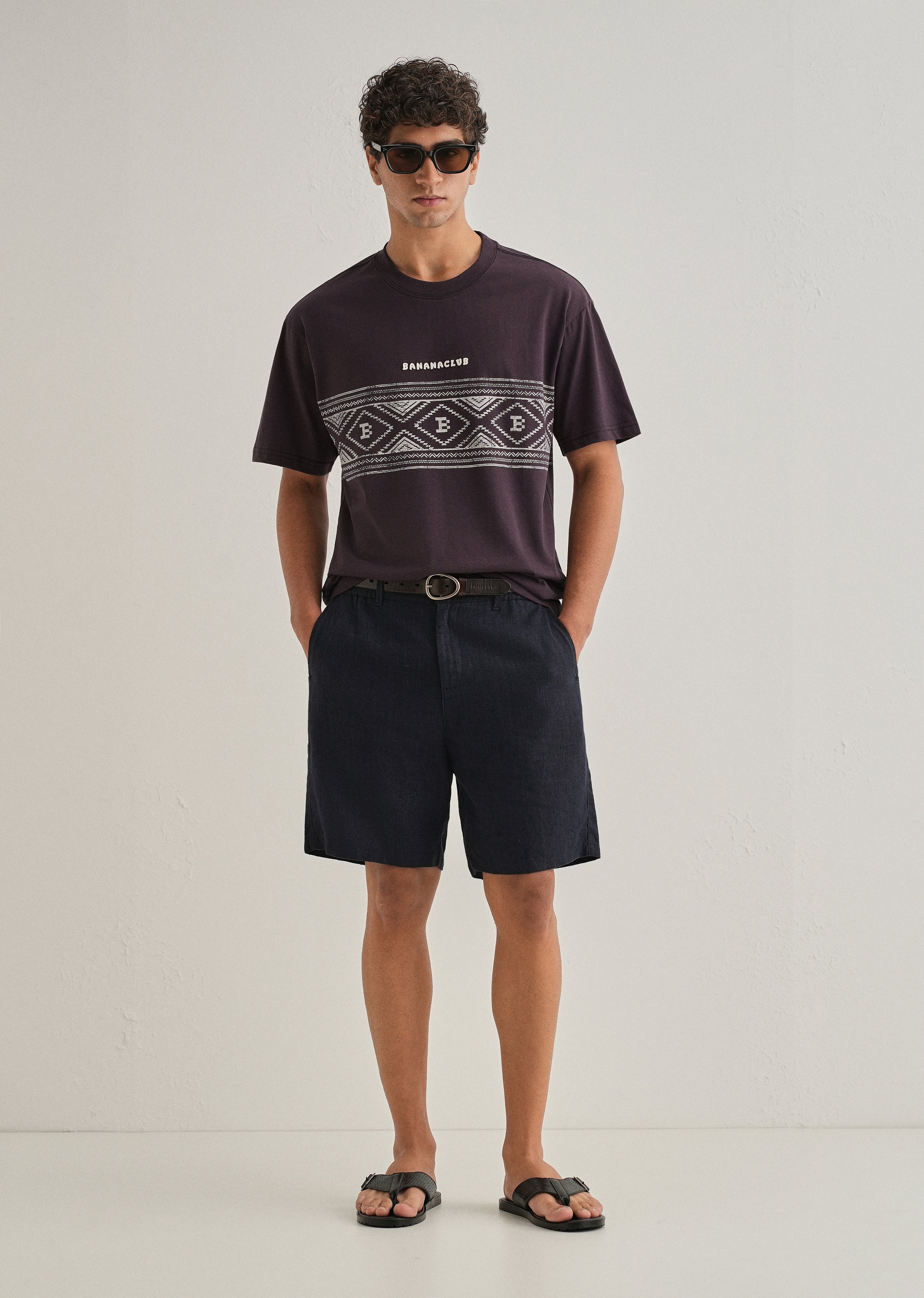 Purple Aztec Printed Oversized T-shirt