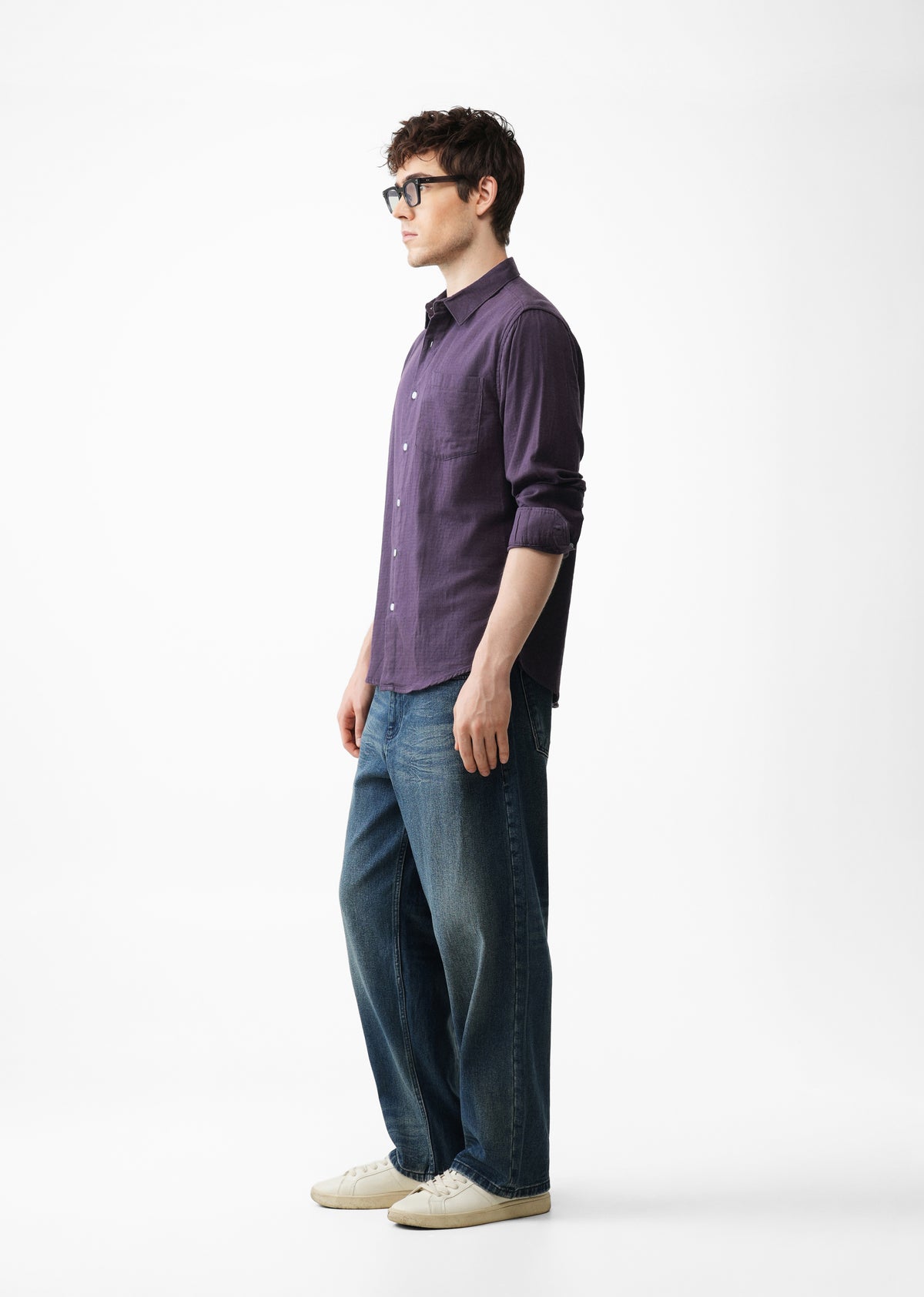 Purple Double Cloth Cotton Shirt