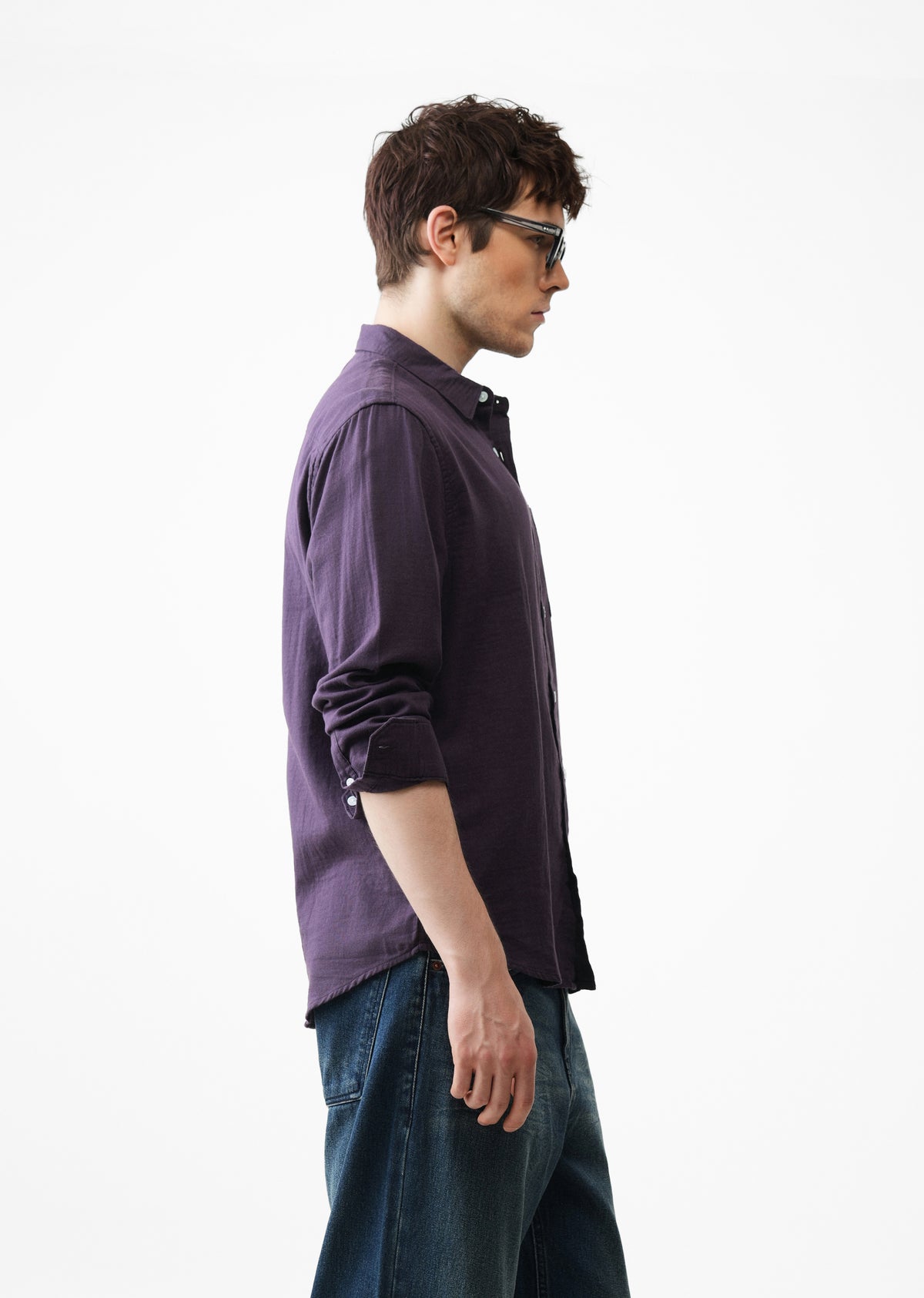 Purple Double Cloth Cotton Shirt