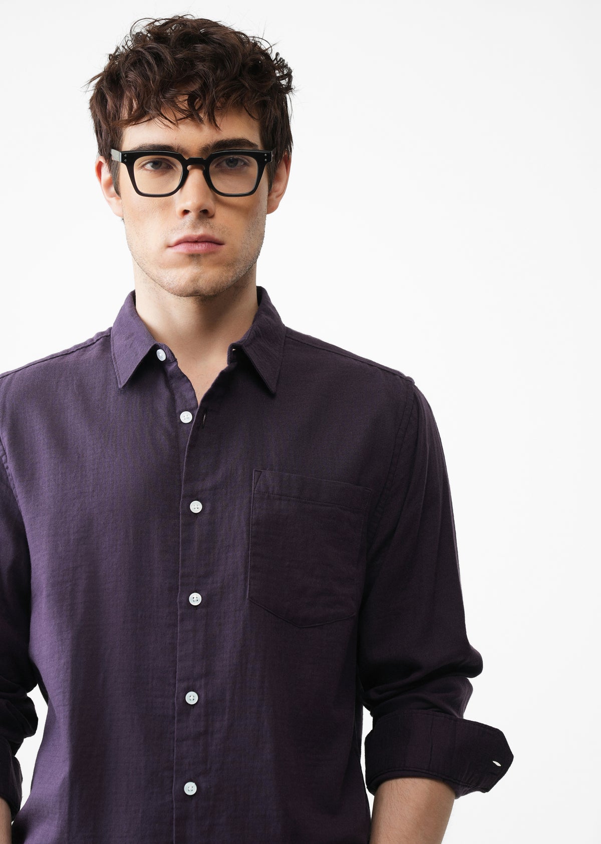 Purple Double Cloth Cotton Shirt