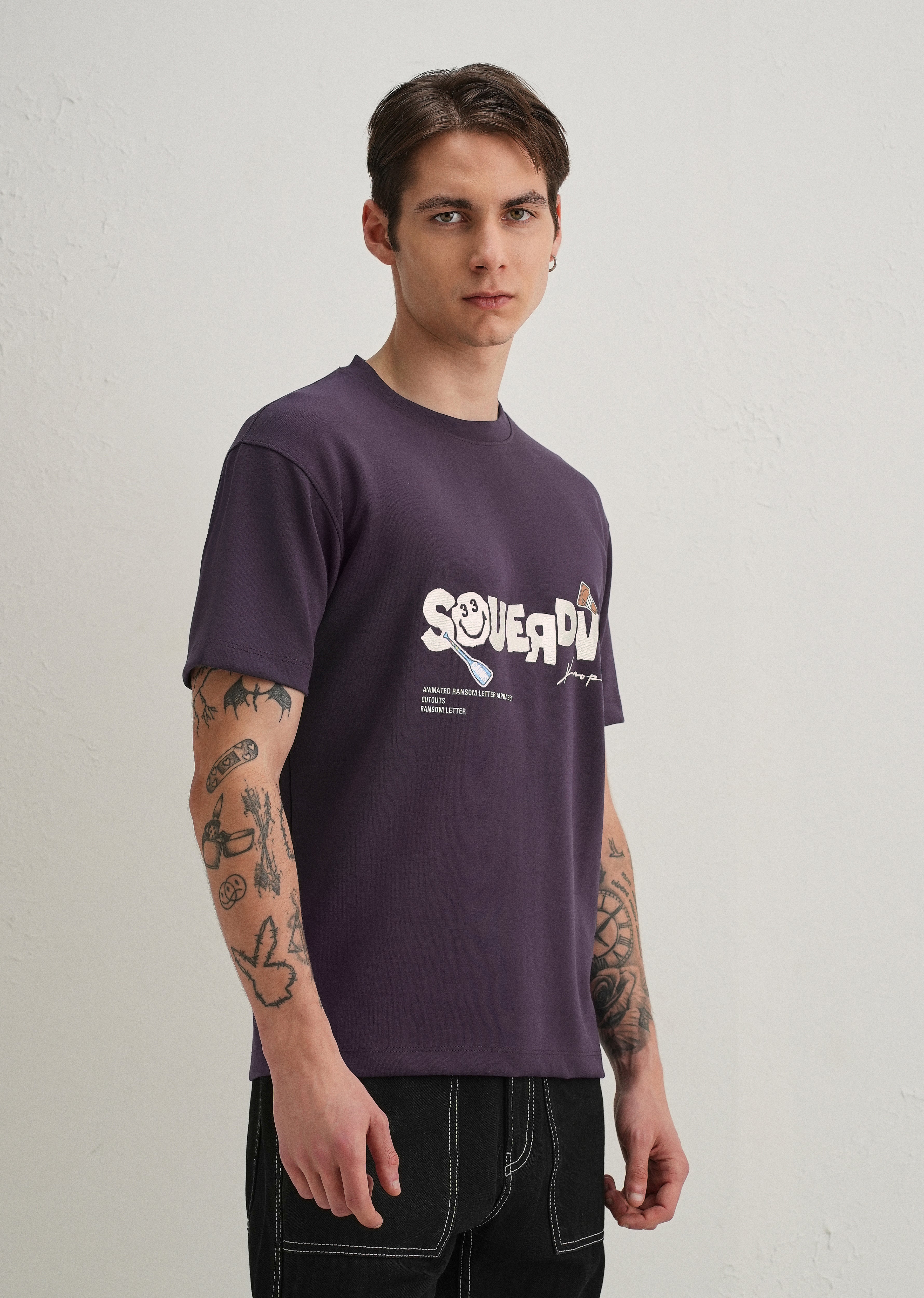 Purple Graphic Back Print T-Shirt