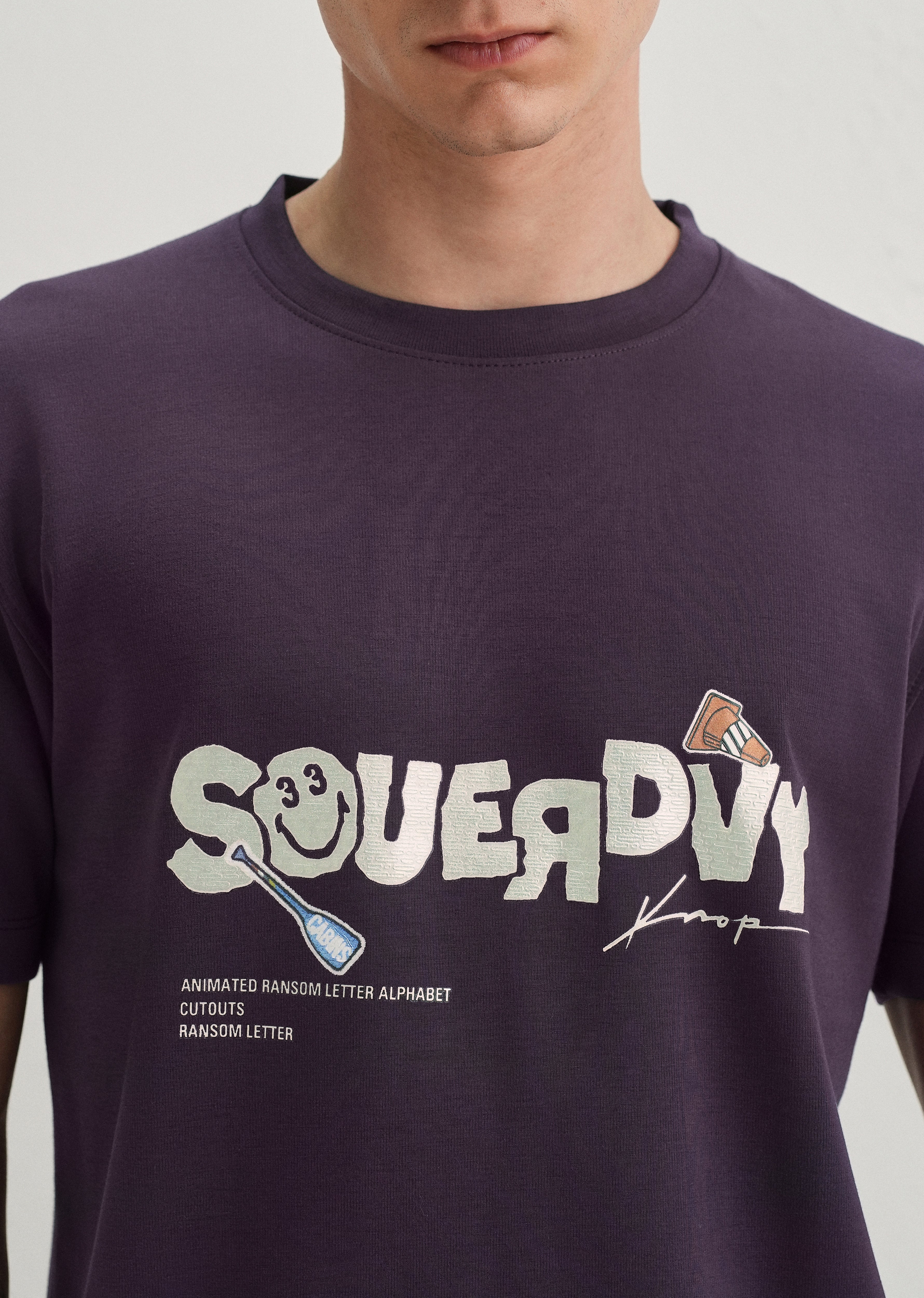 Purple Graphic Back Print T-Shirt