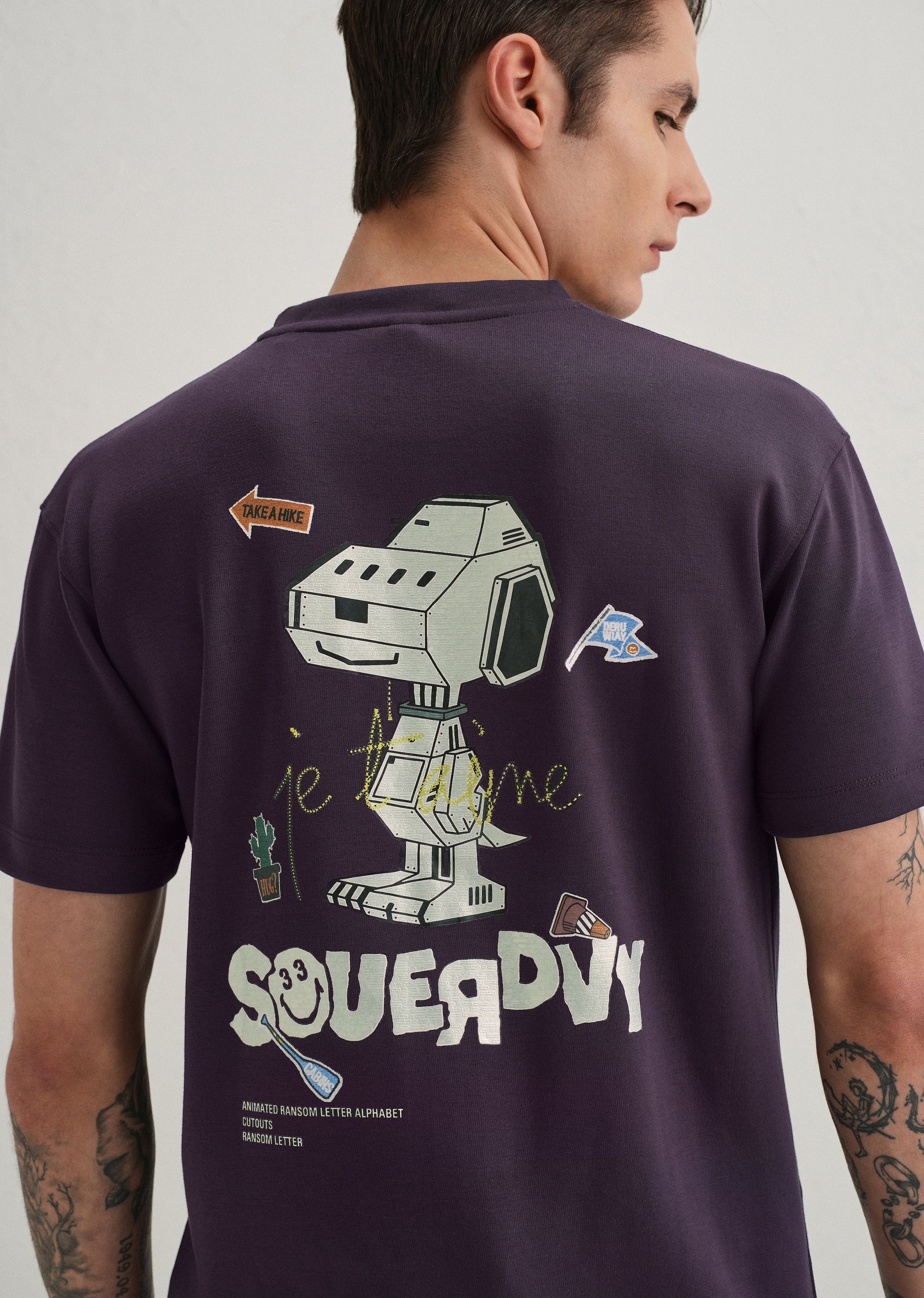 Purple Graphic Back Print T-Shirt