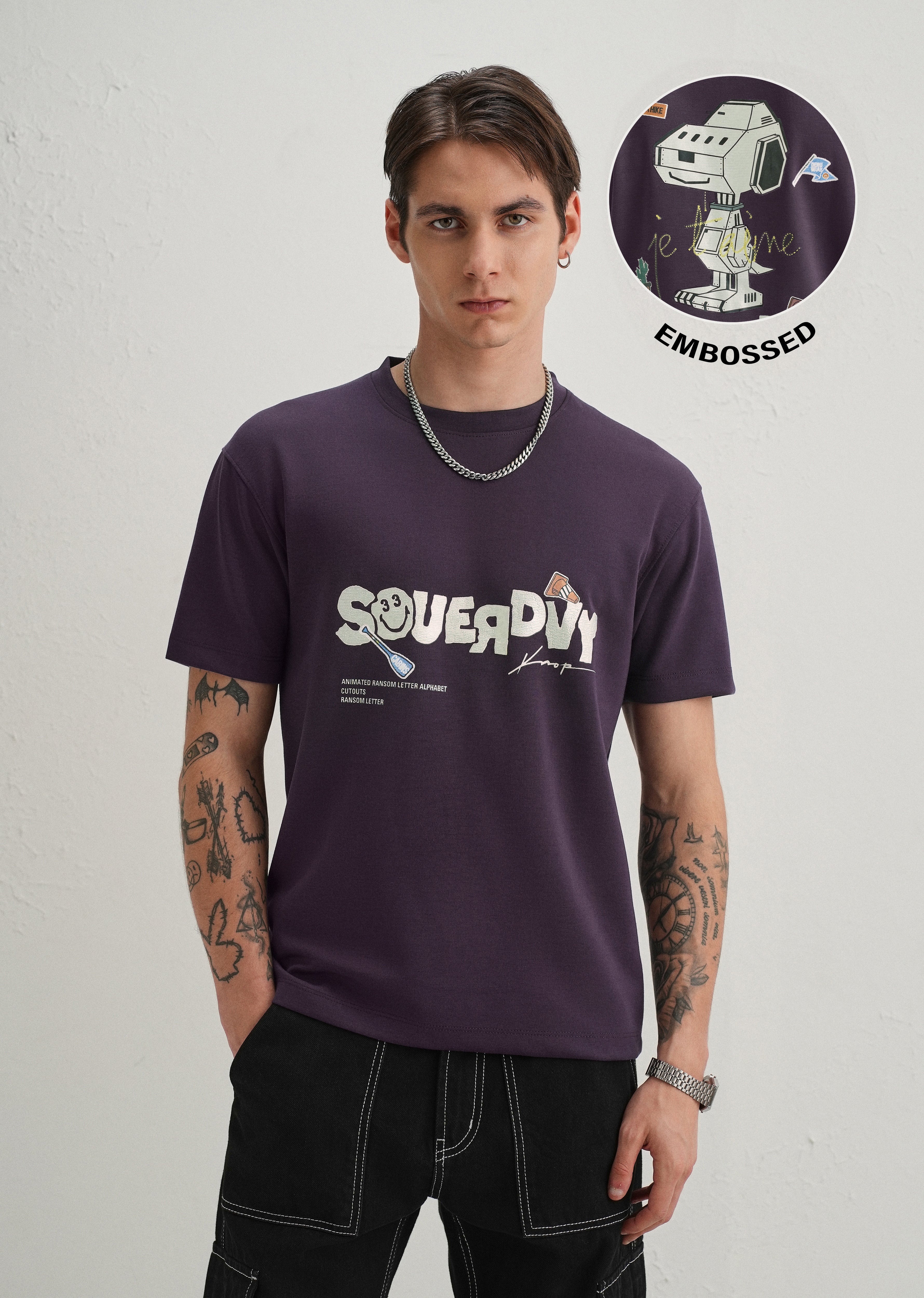 Purple Graphic Back Print T-Shirt