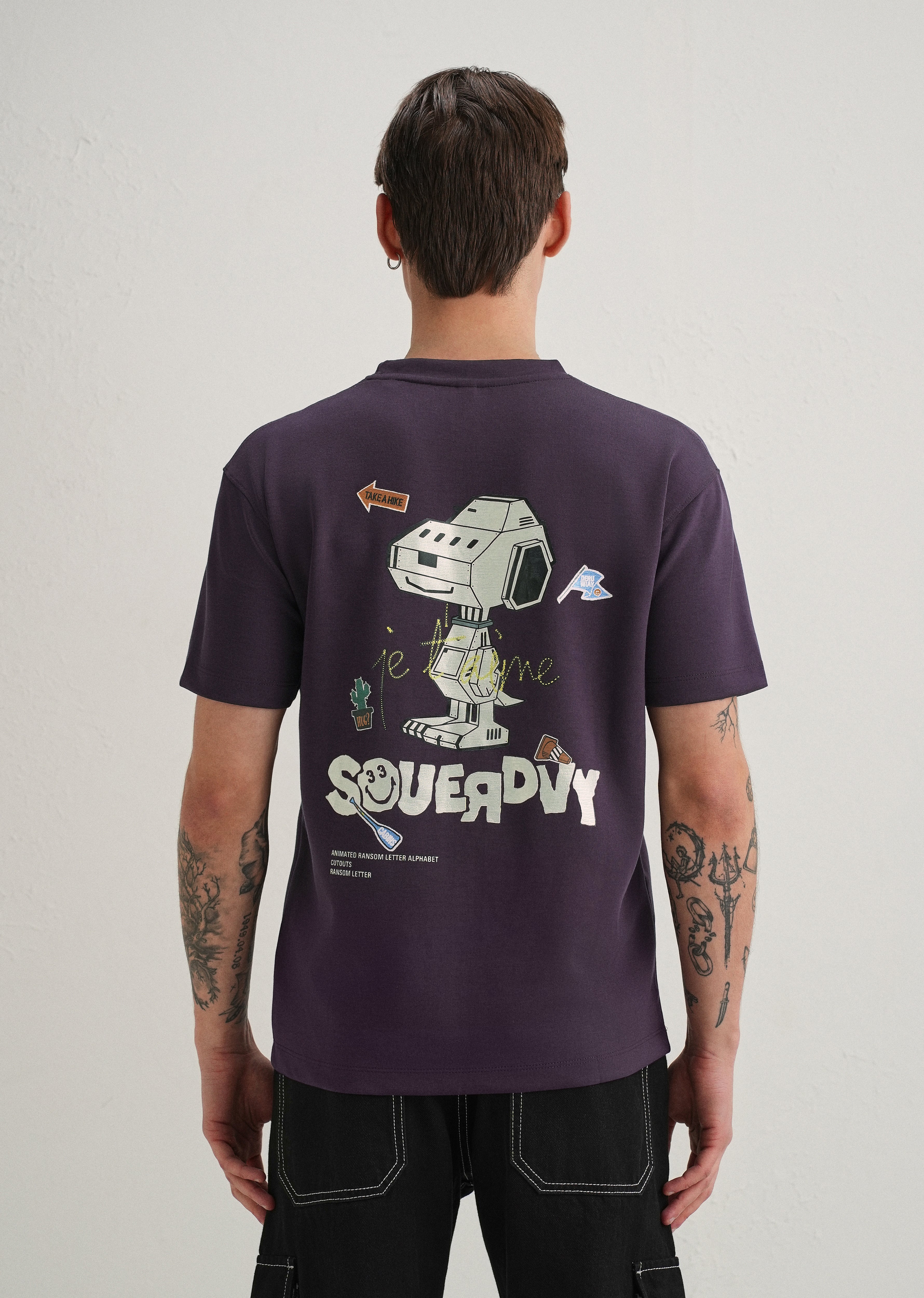 Purple Graphic Back Print T-Shirt
