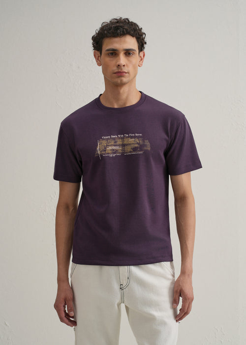 Purple Graphic Printed T-shirt