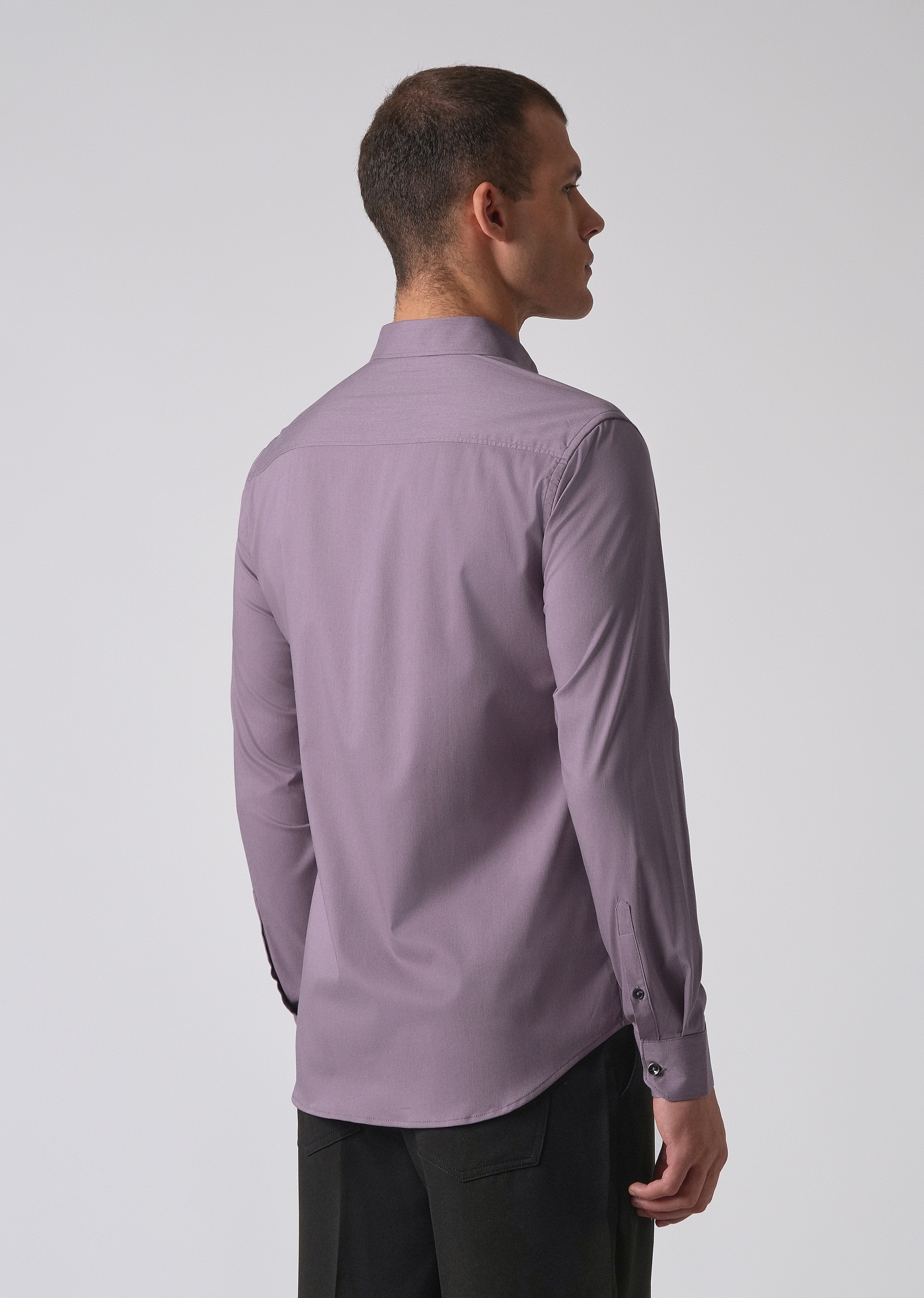Purple Cotton Stretch Plain Shirt