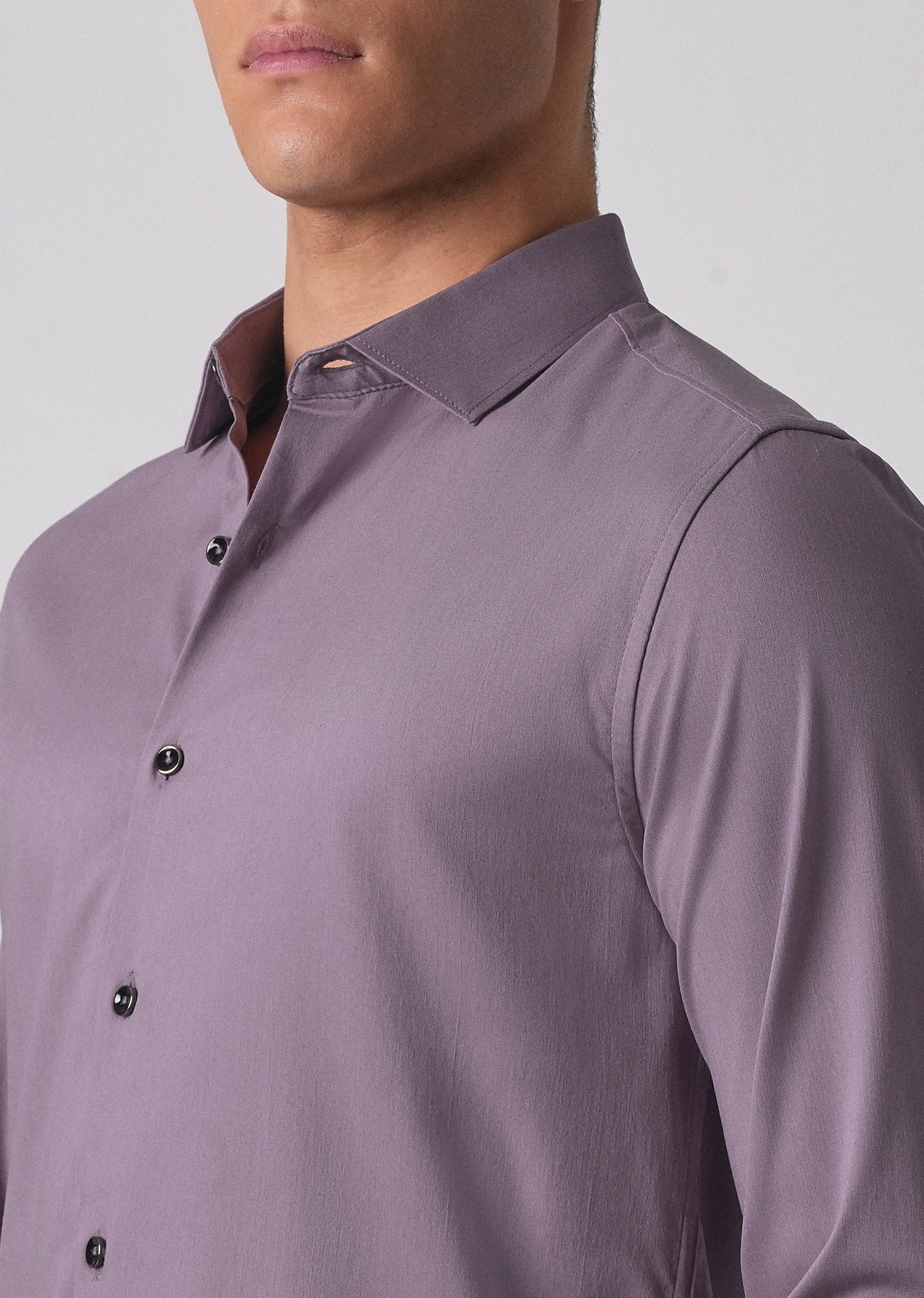 Purple Cotton Stretch Plain Shirt