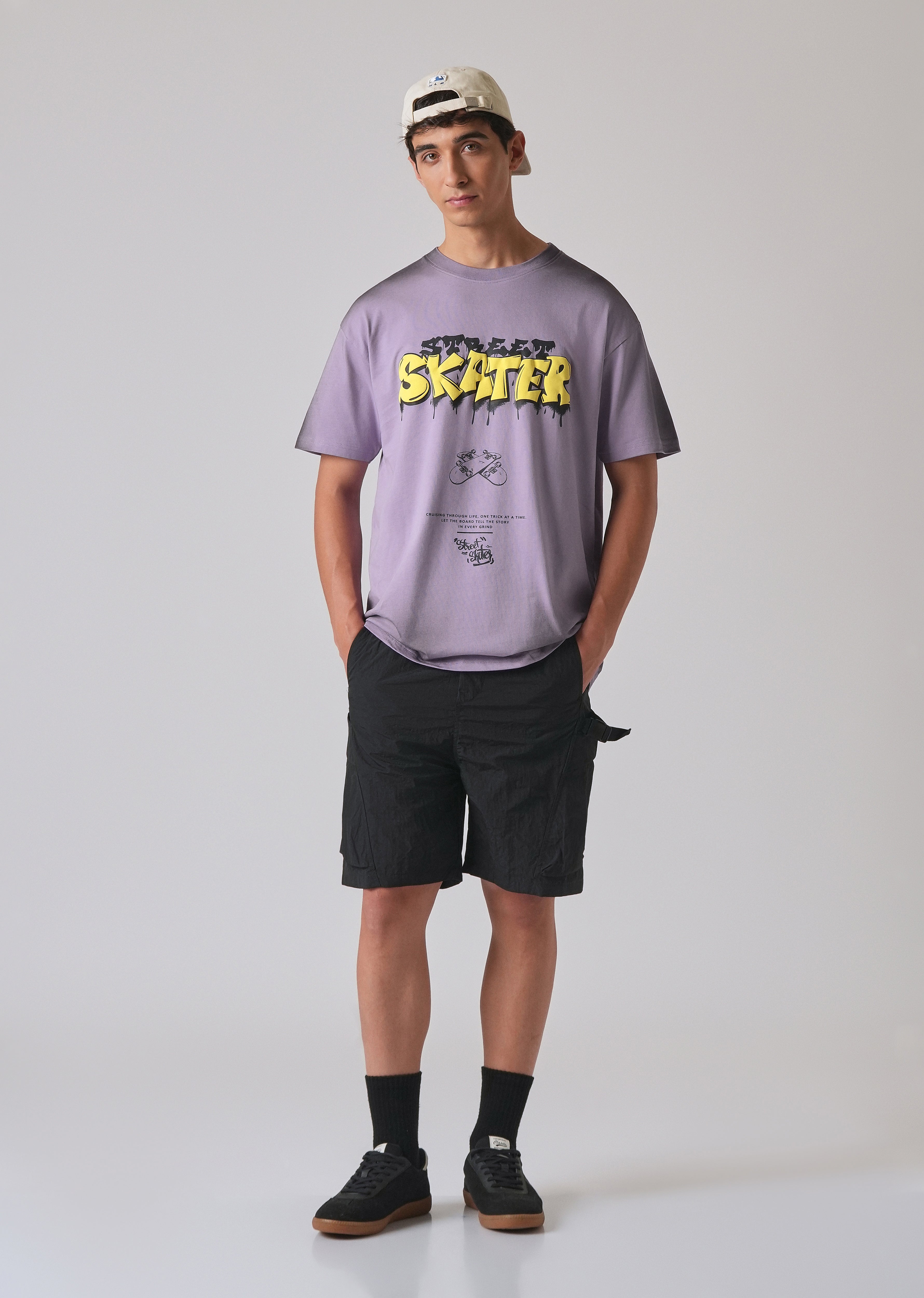 Purple Printed Oversized T-shirt