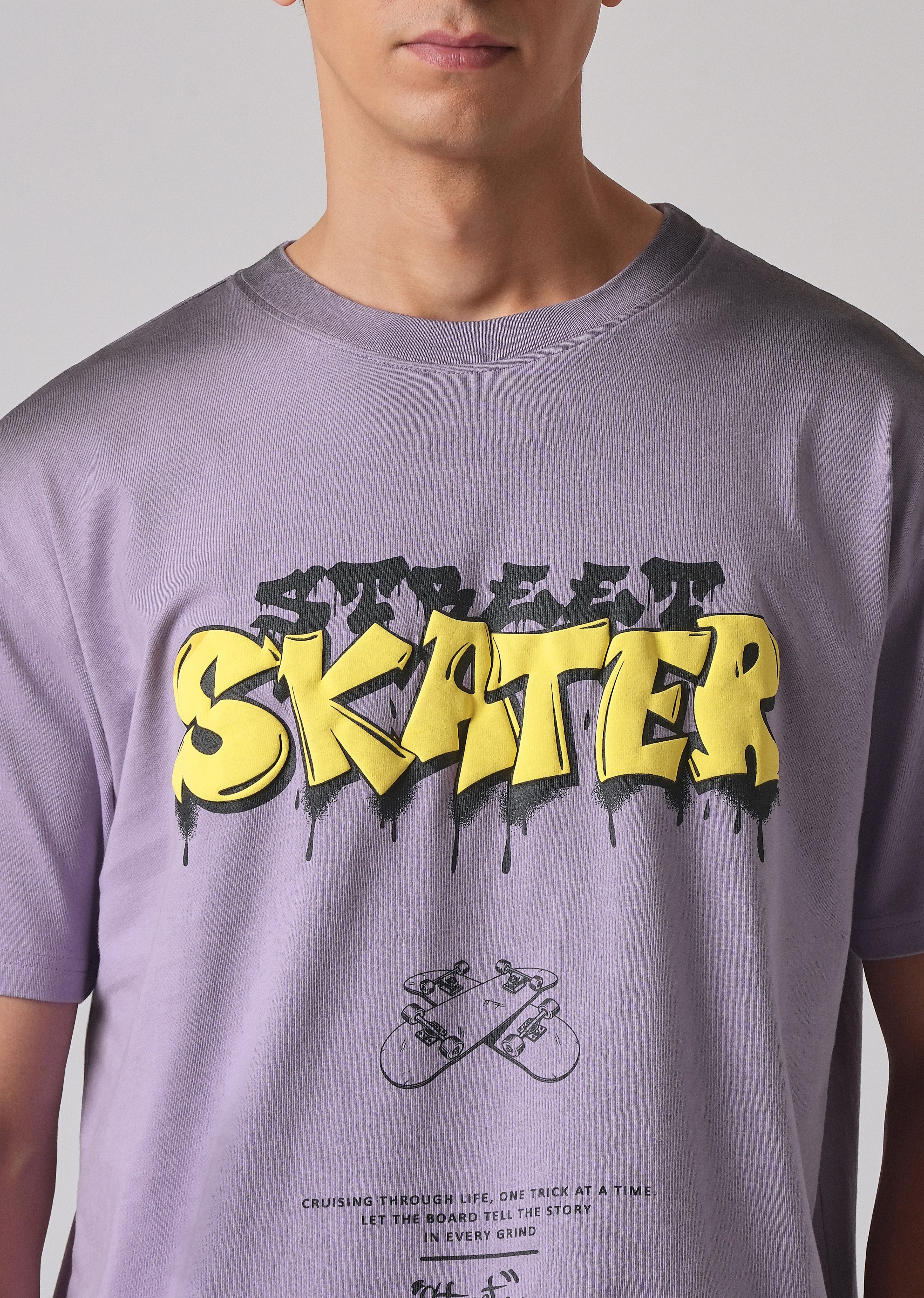 Purple Printed Oversized T-shirt