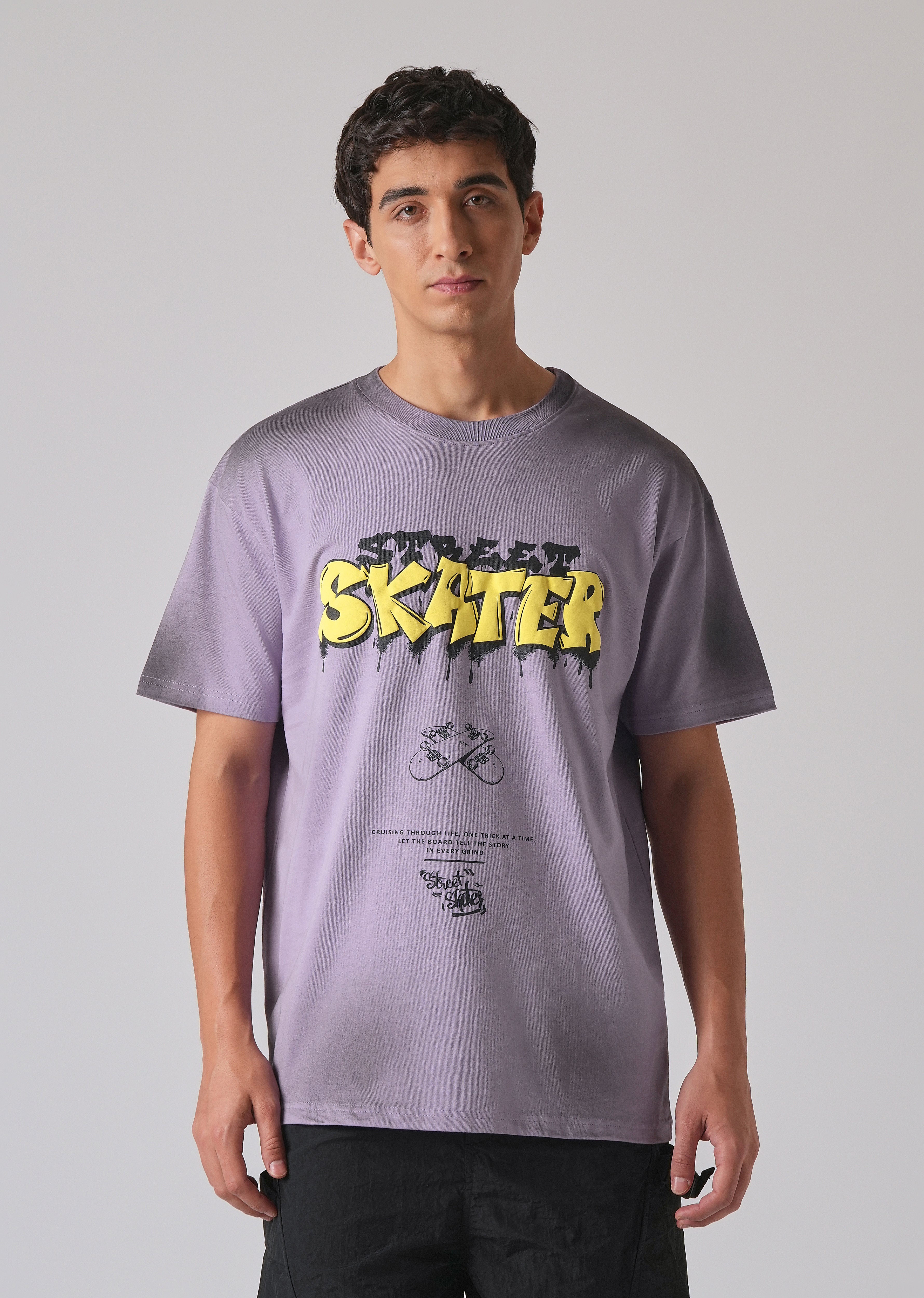 Purple Printed Oversized T-shirt