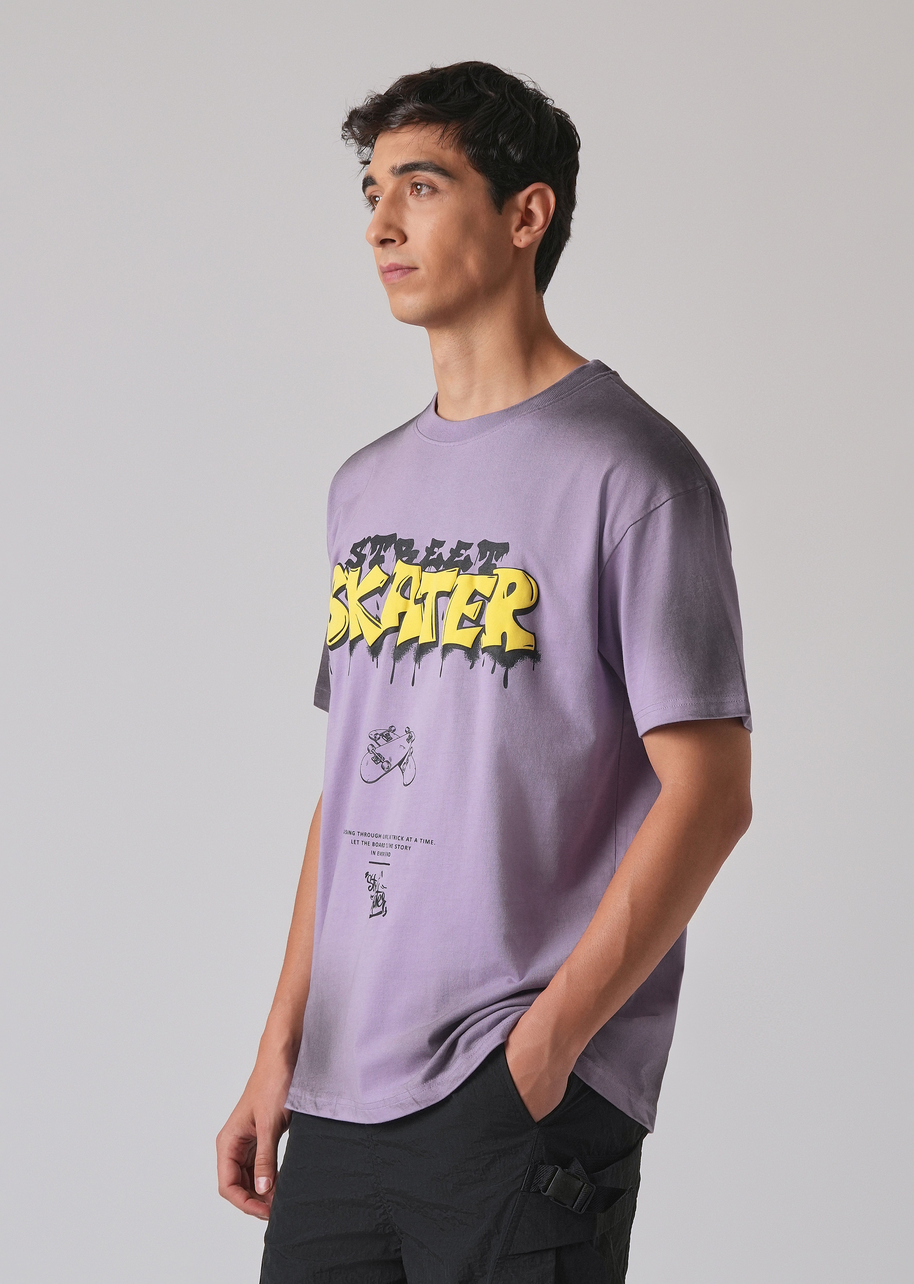 Purple Printed Oversized T-shirt