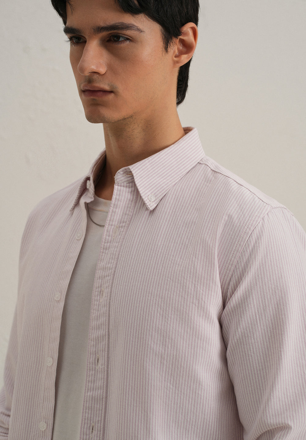 Purple Vertical Striped Cotton Shirt