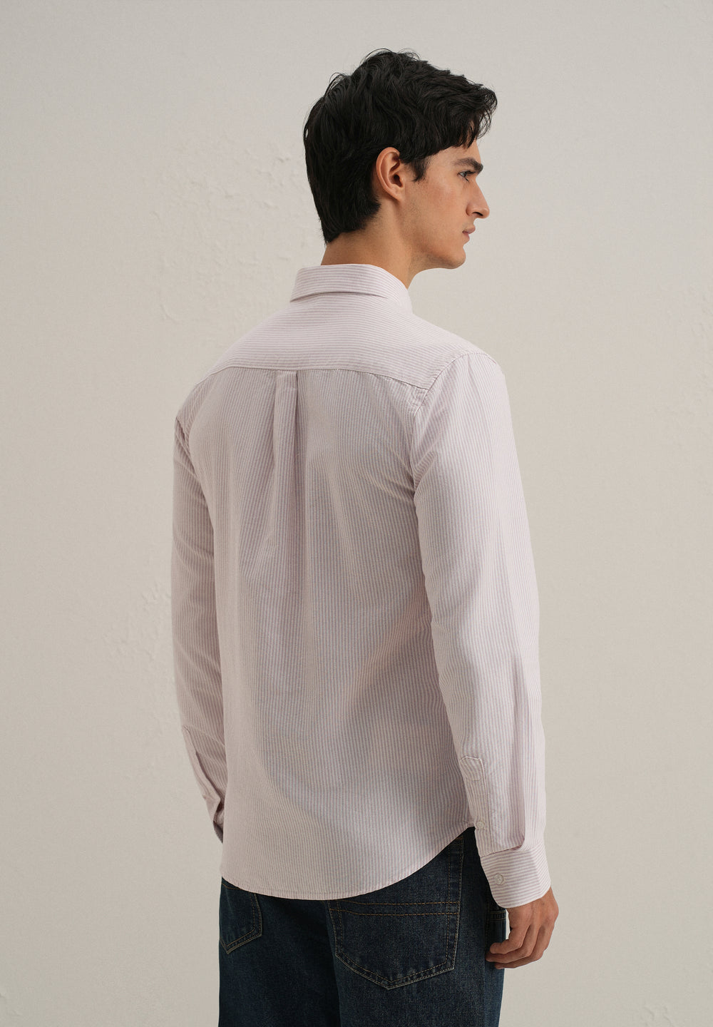 Purple Vertical Striped Cotton Shirt