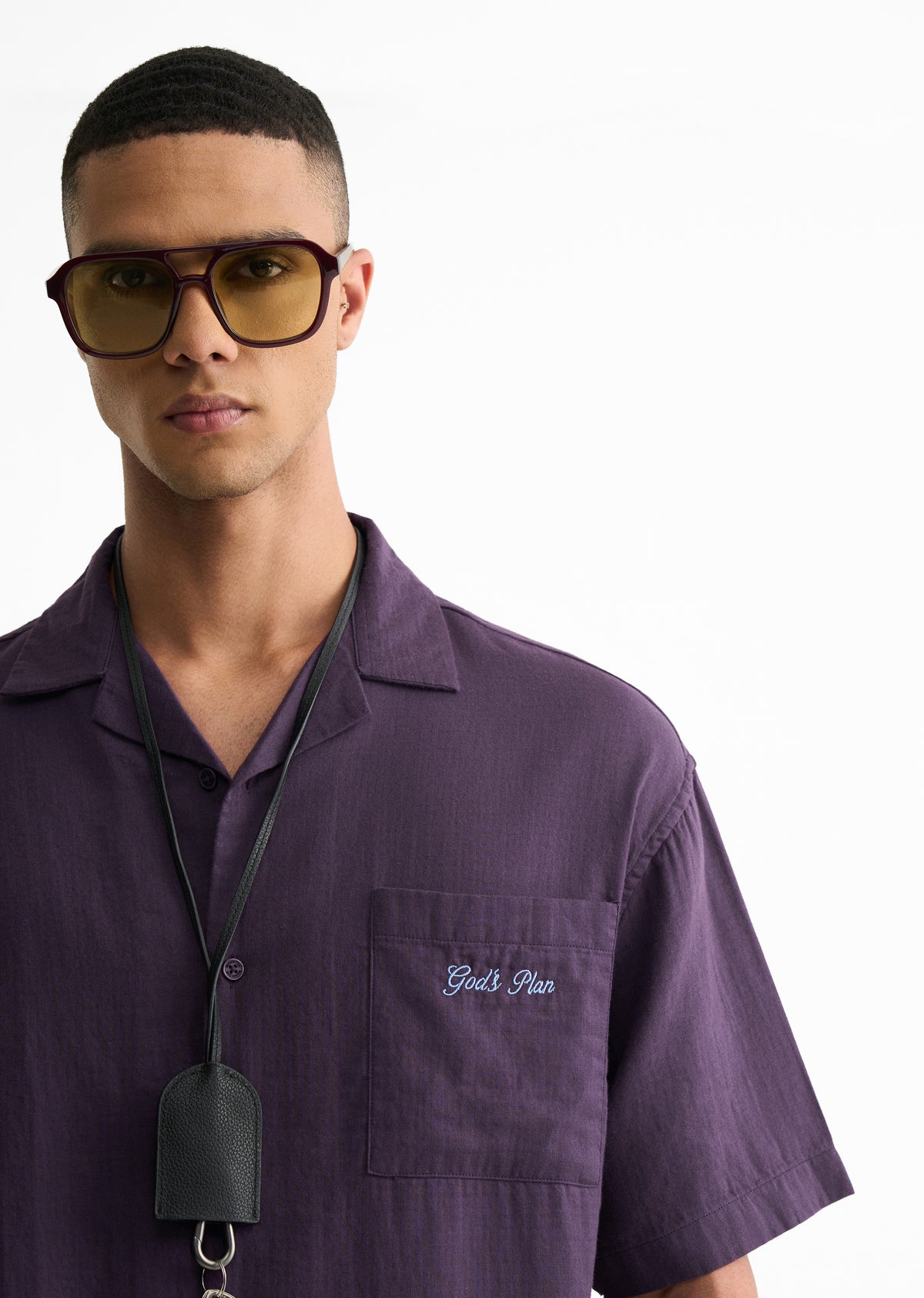 Purple Embroidered Double Cloth Cotton Shirt