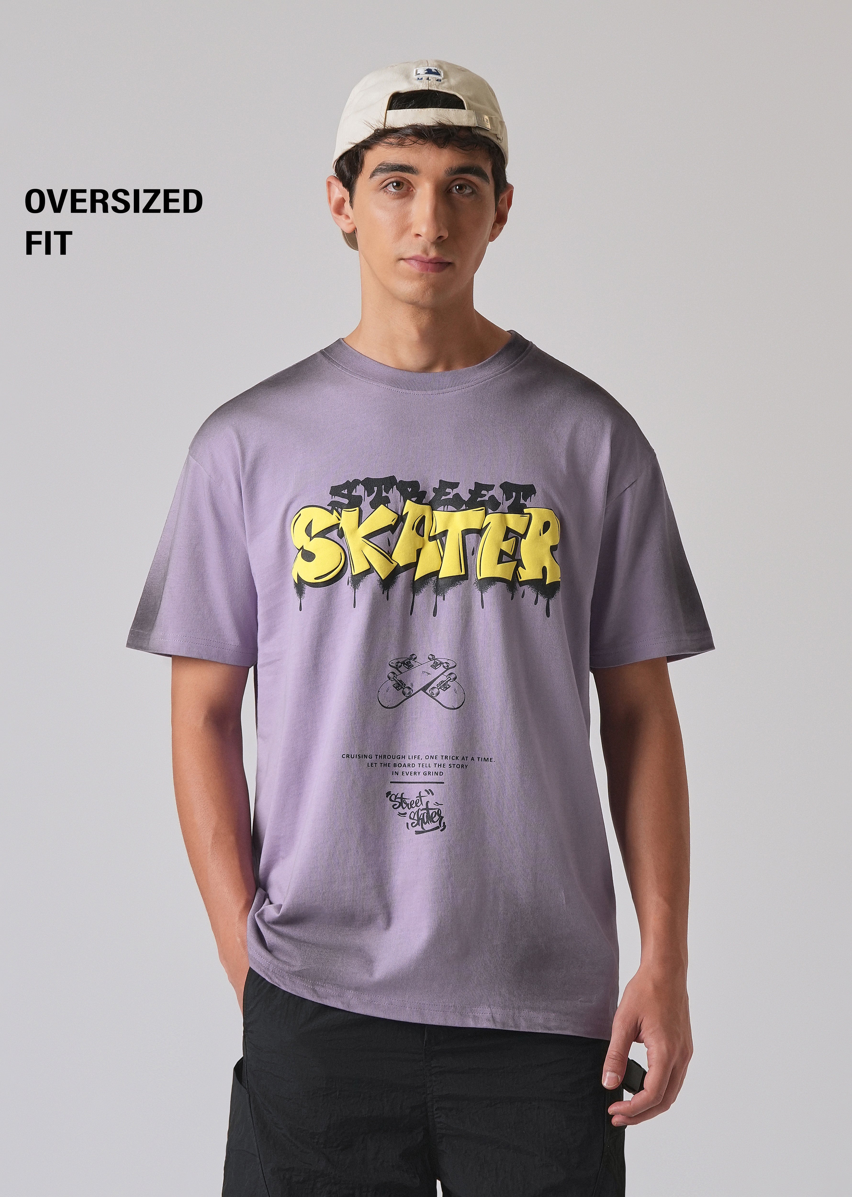 Purple Printed Oversized T-shirt