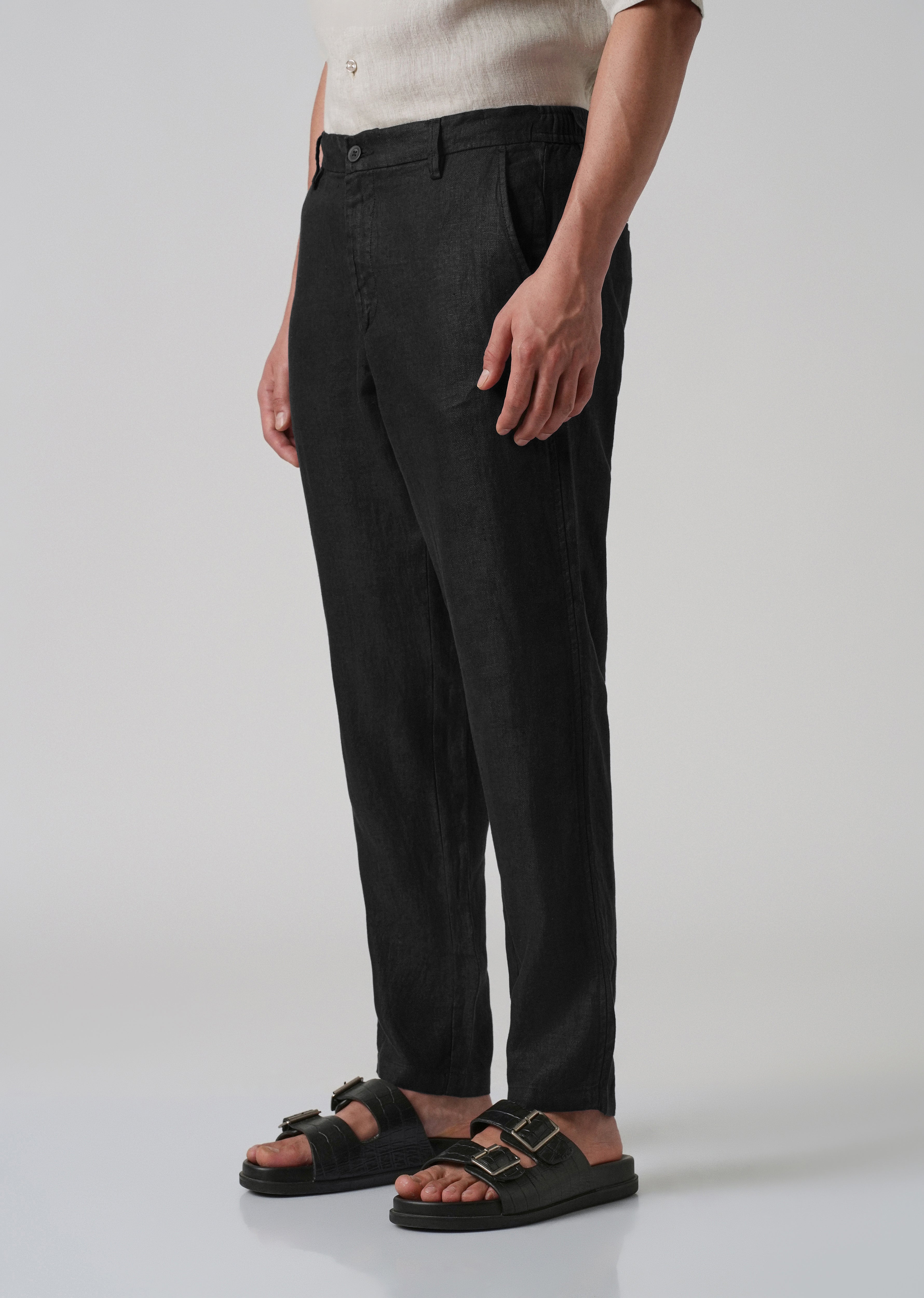 Raven Black Linen Pant