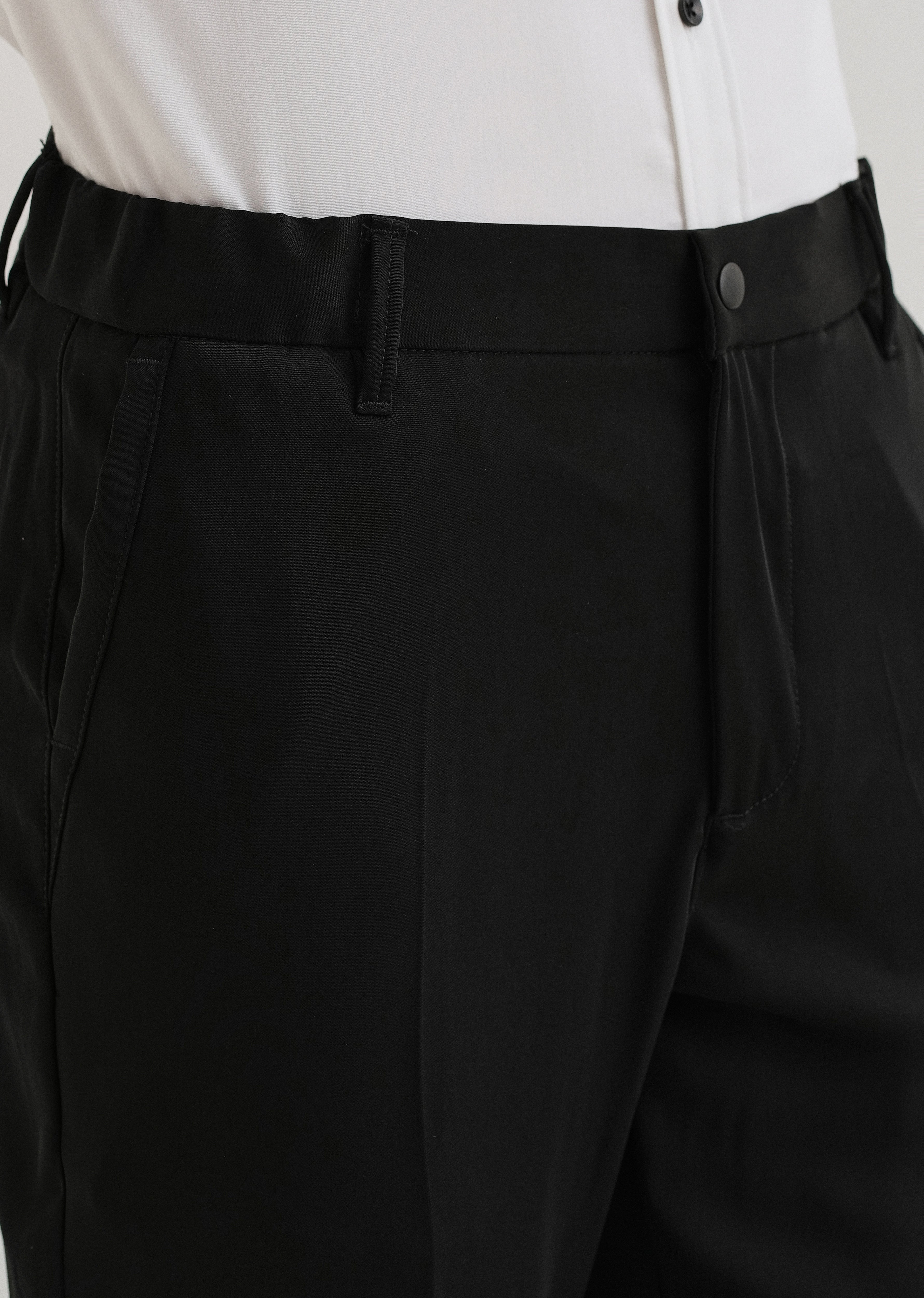 Raven Black Plain Slim Fit Elasticated Trouser