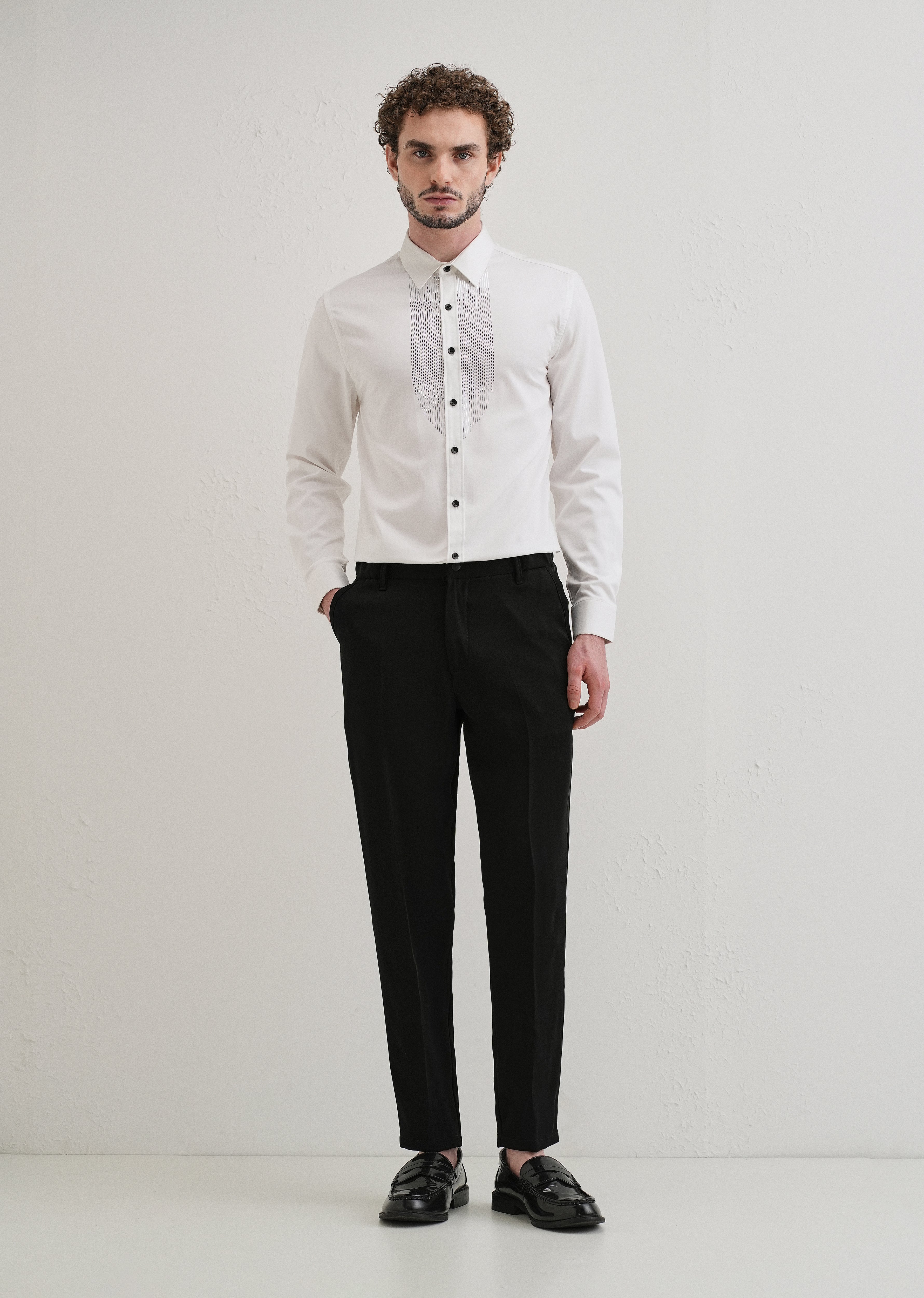 Raven Black Plain Slim Fit Elasticated Trouser