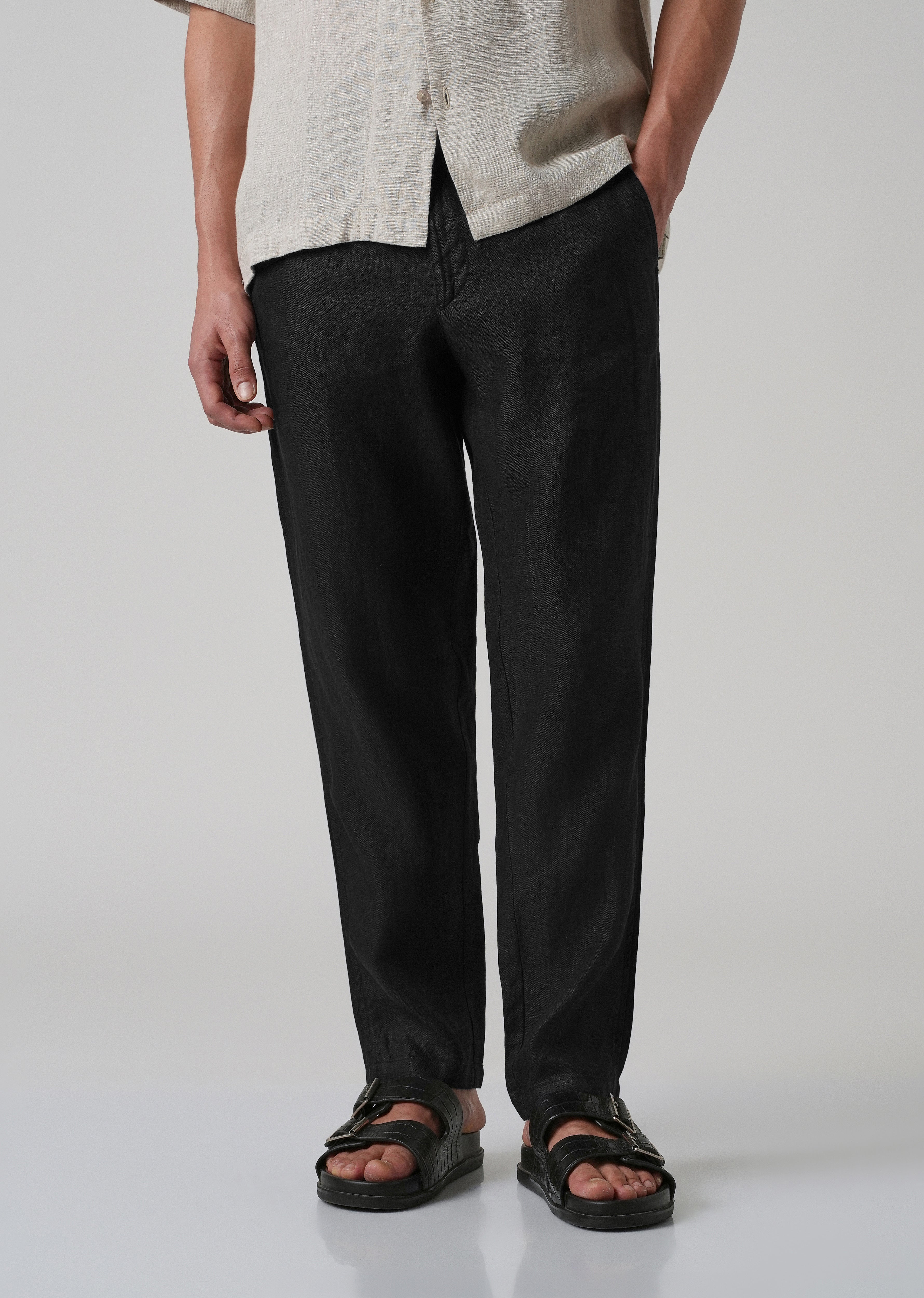 Raven Black Linen Pant