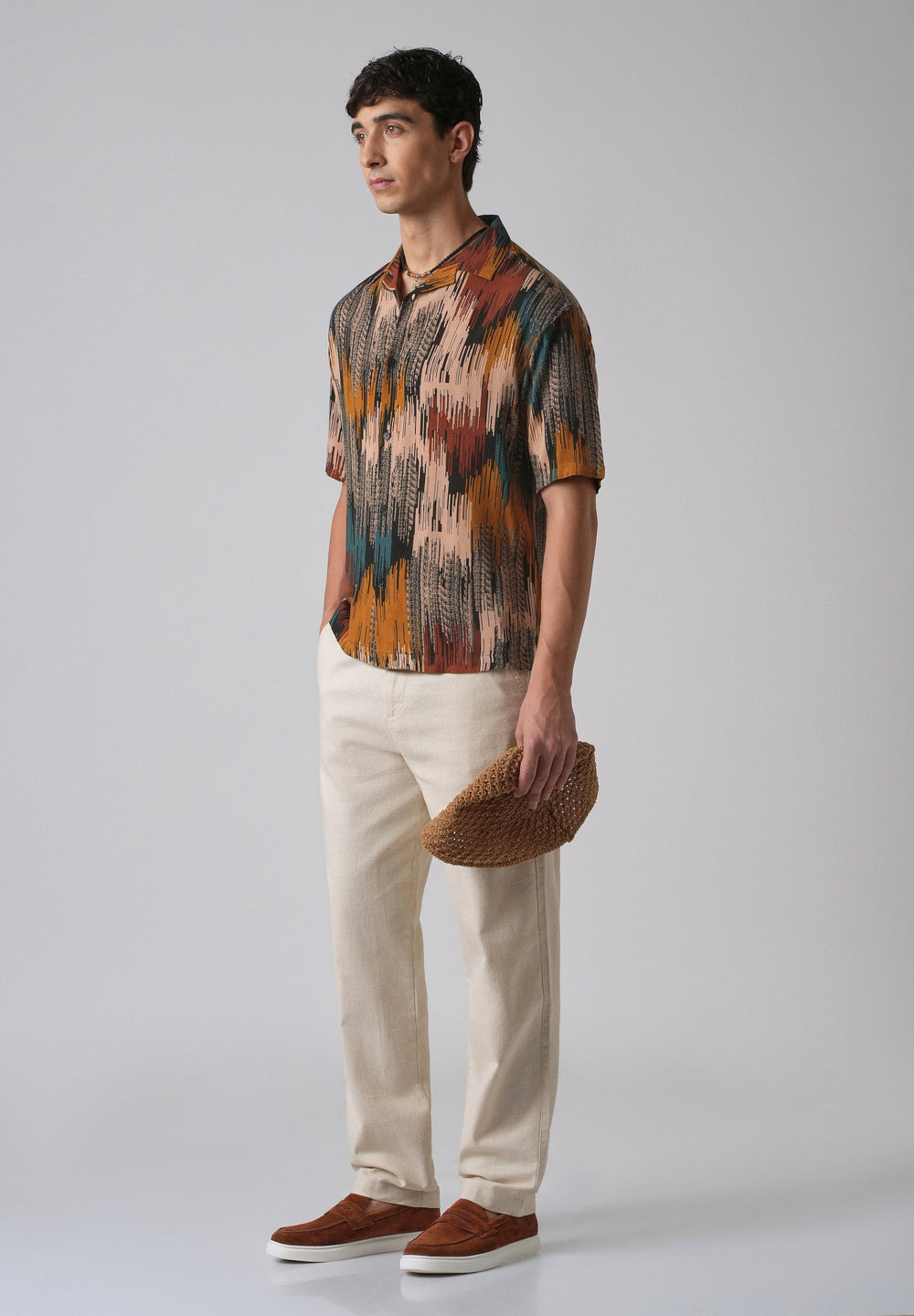 Red Abstract Brushstroke Oversized Feather Shirt