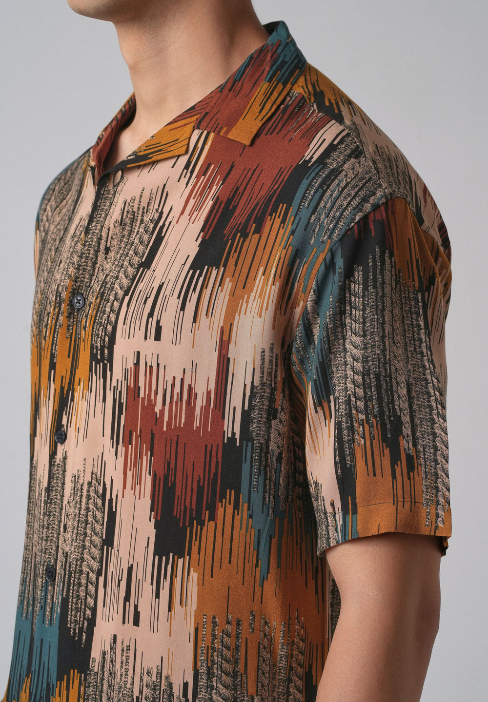 Red Abstract Brushstroke Oversized Feather Shirt