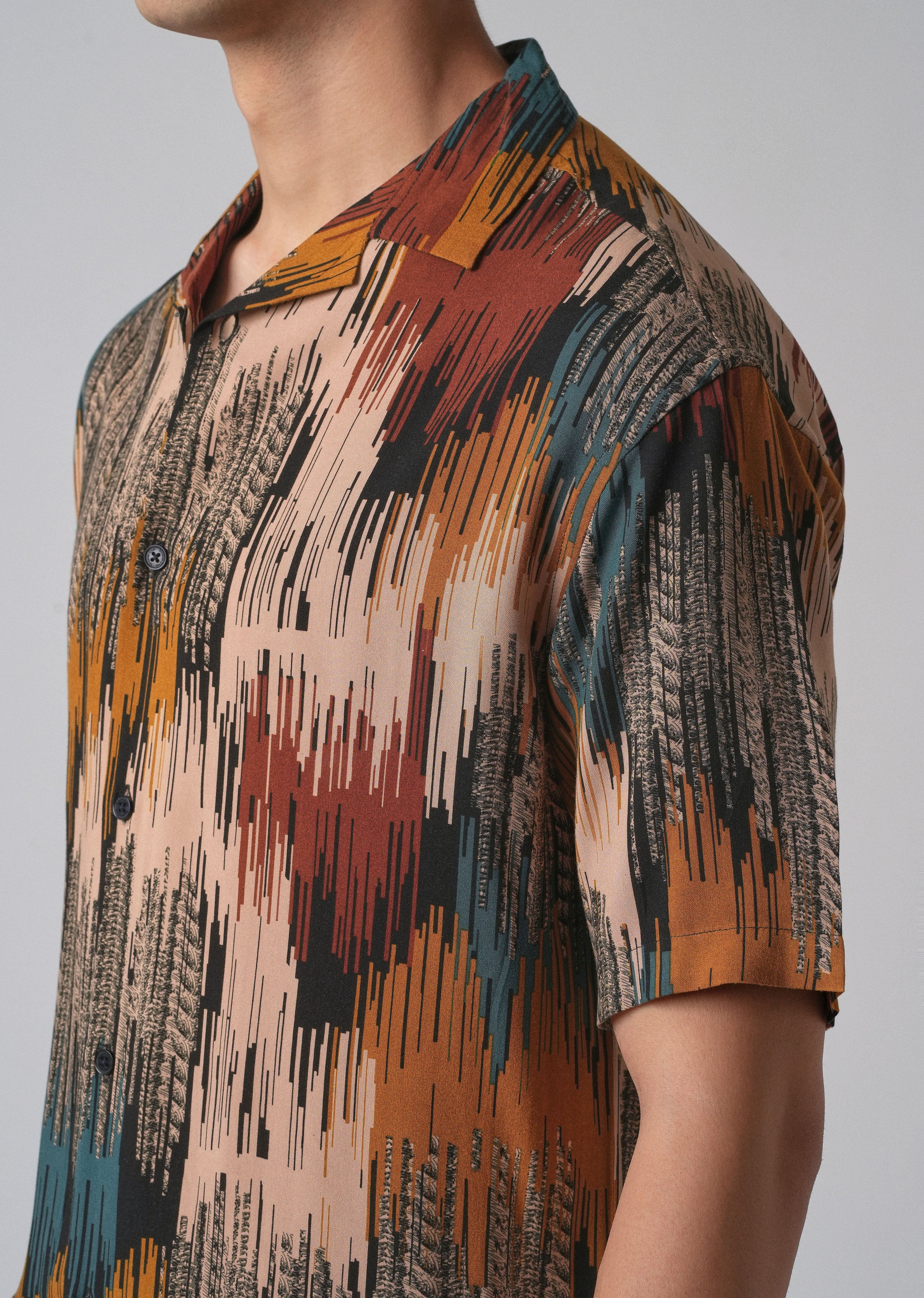 Red Abstract Brushstroke Oversized Feather Shirt
