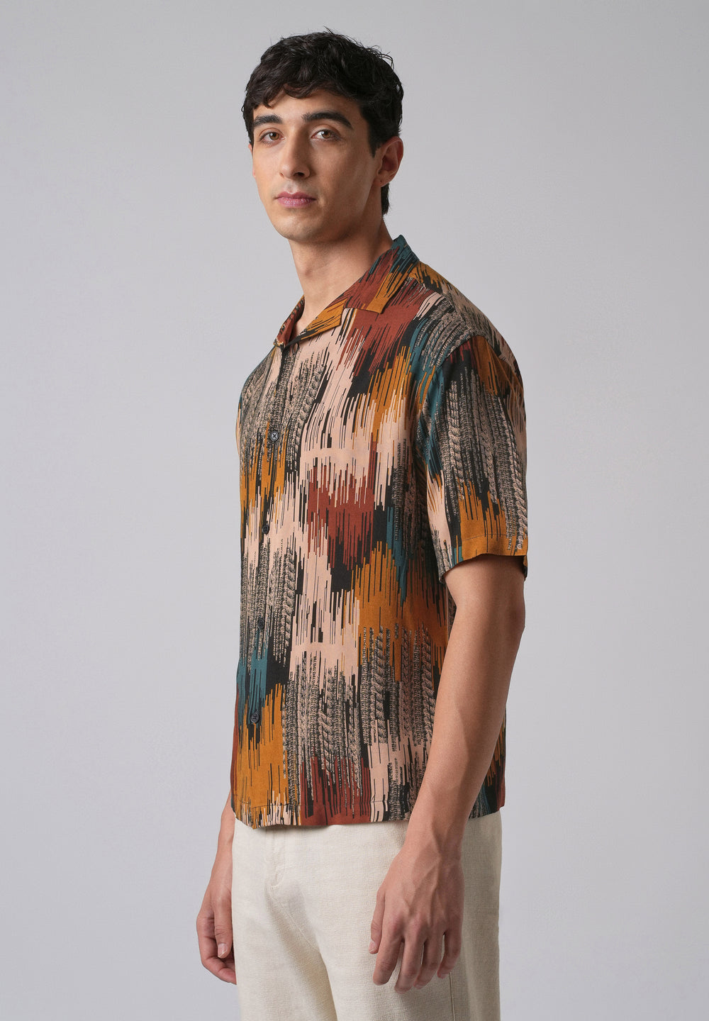 Red Abstract Brushstroke Oversized Feather Shirt