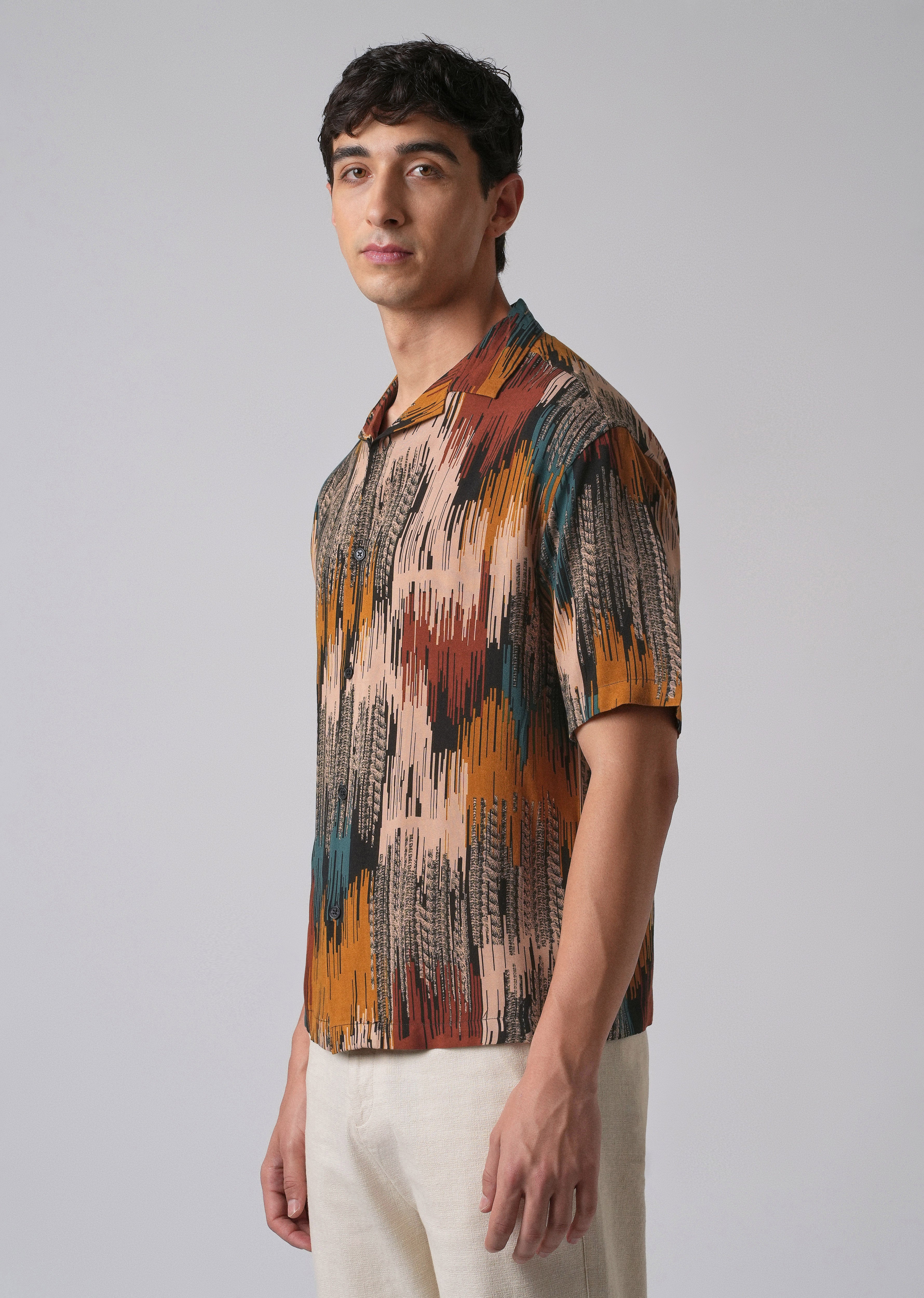 Red Abstract Brushstroke Oversized Feather Shirt