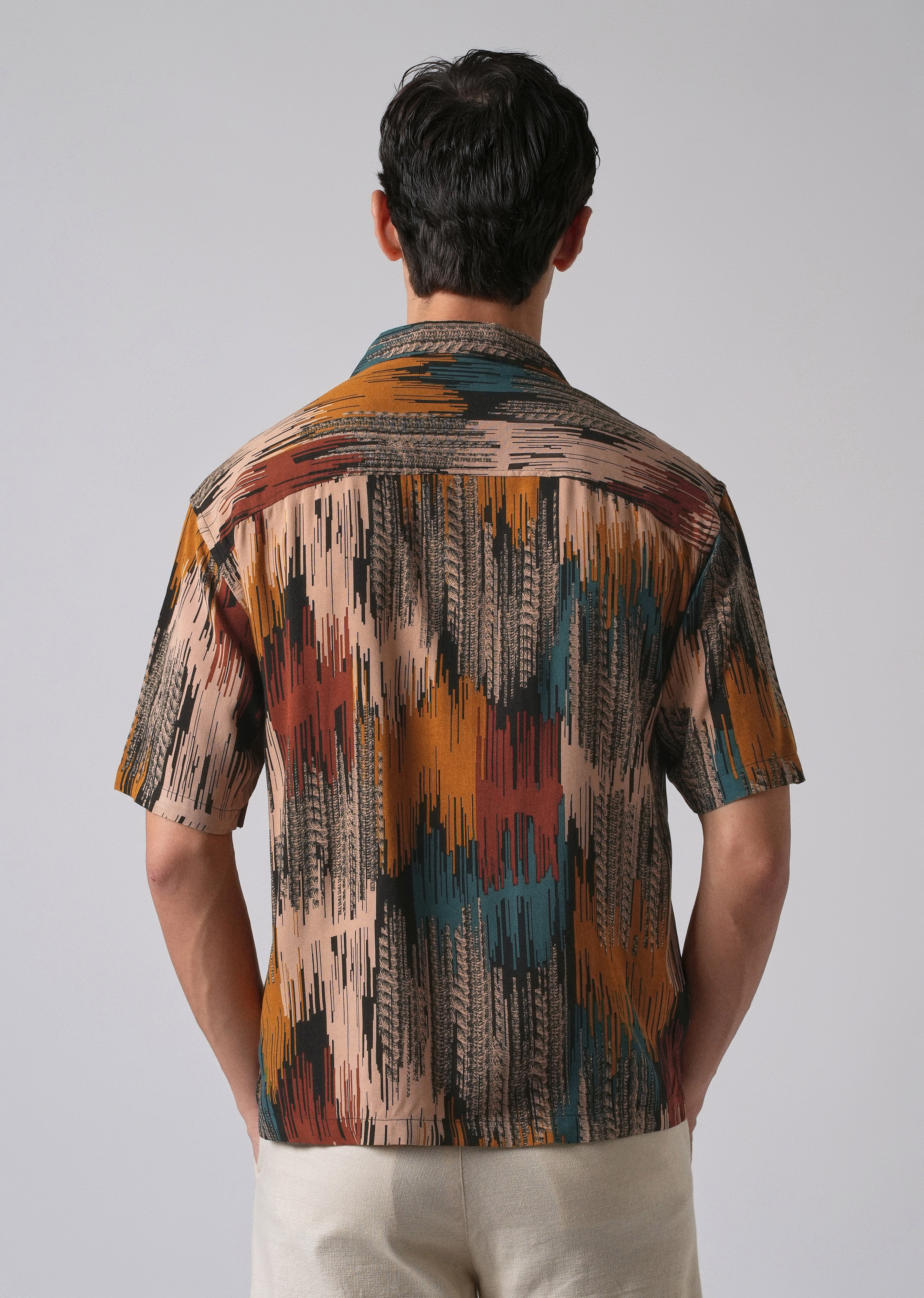 Red Abstract Brushstroke Oversized Feather Shirt