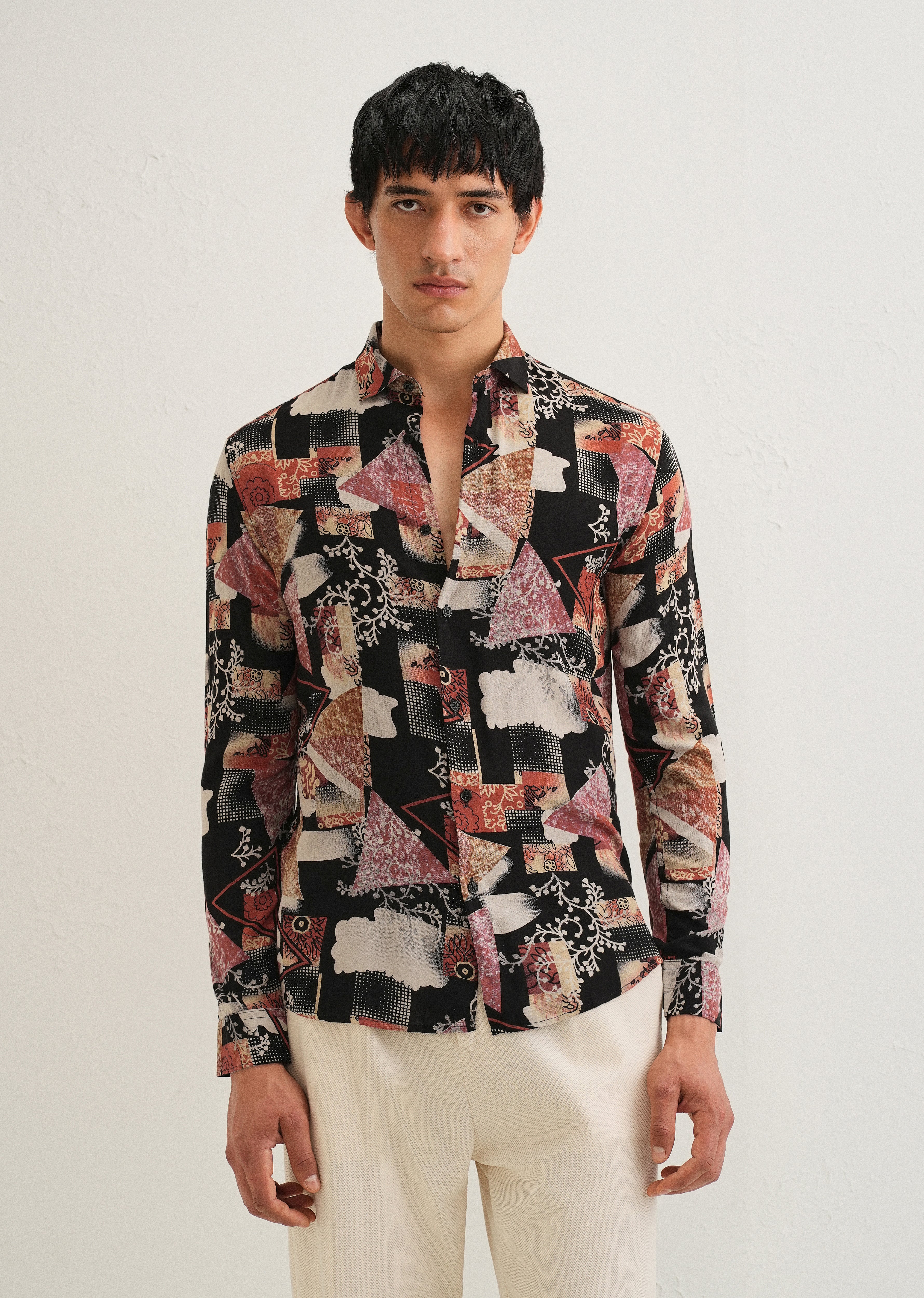 Red Abstract Feather Shirt
