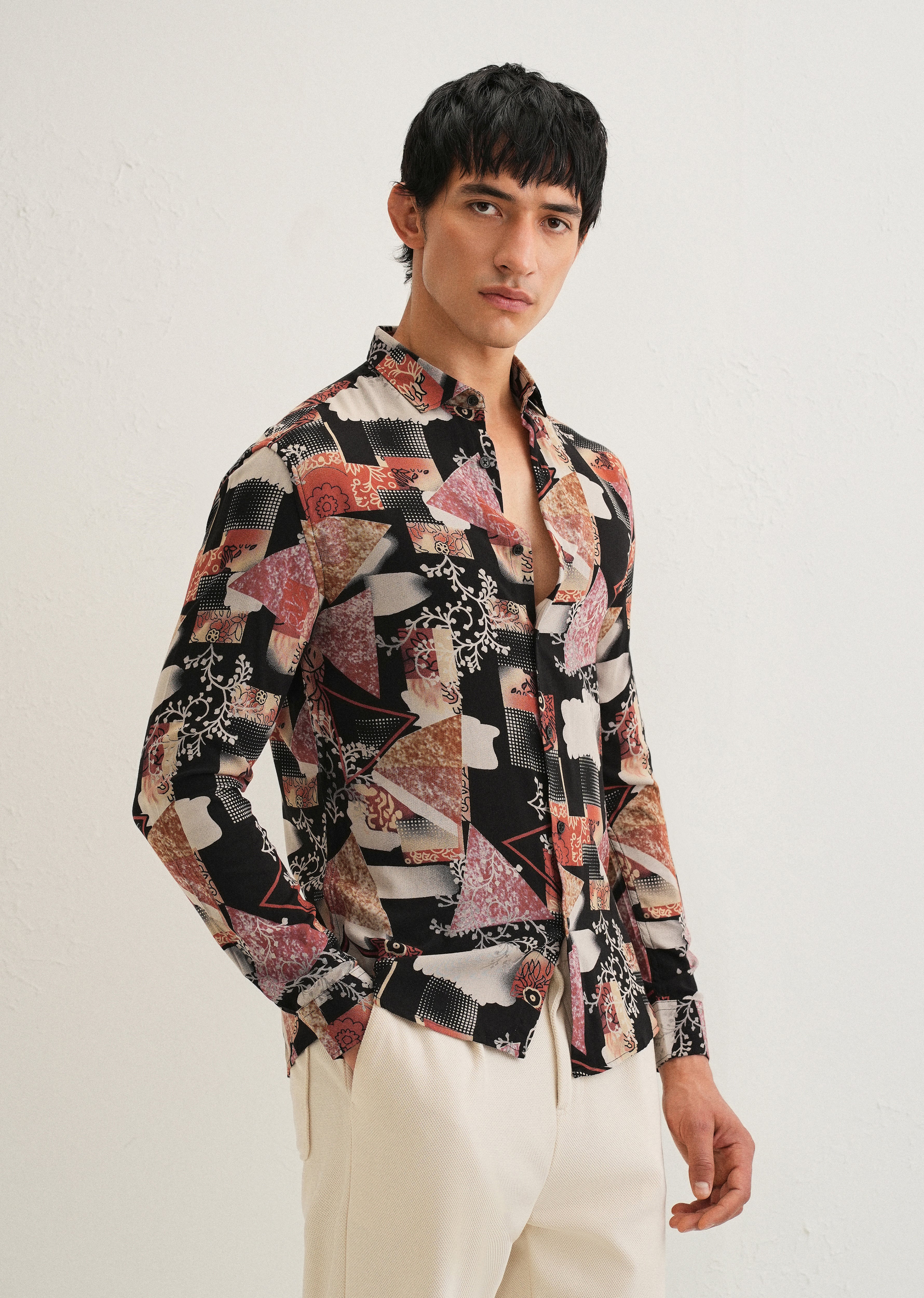 Red Abstract Feather Shirt
