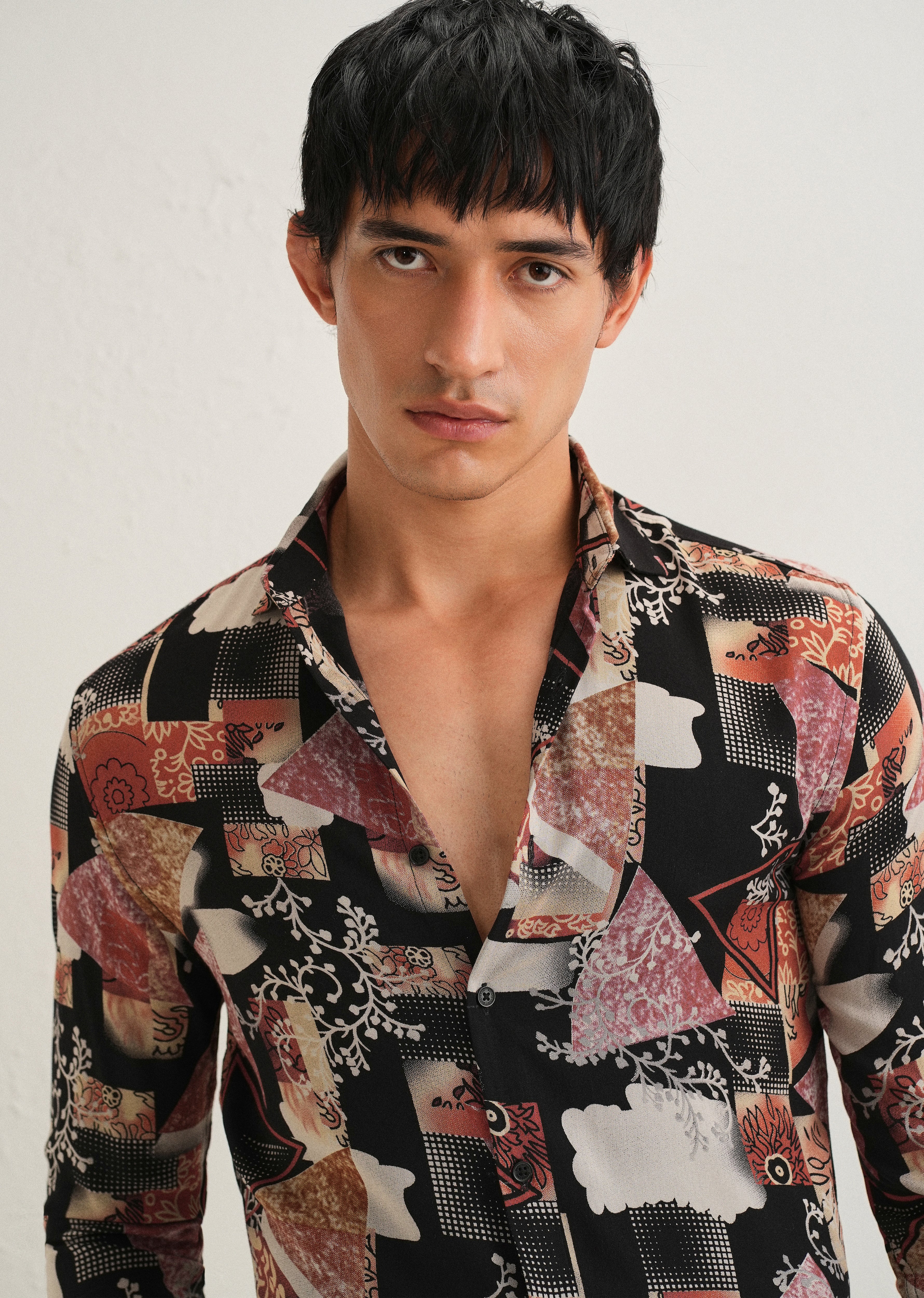 Red Abstract Feather Shirt