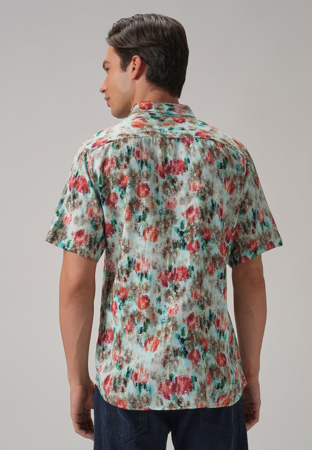 Red Abstract Patch Half Sleeve shirt