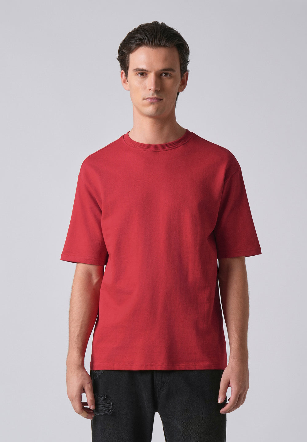 Crimson Red Basic Relaxed Fit T-shirt