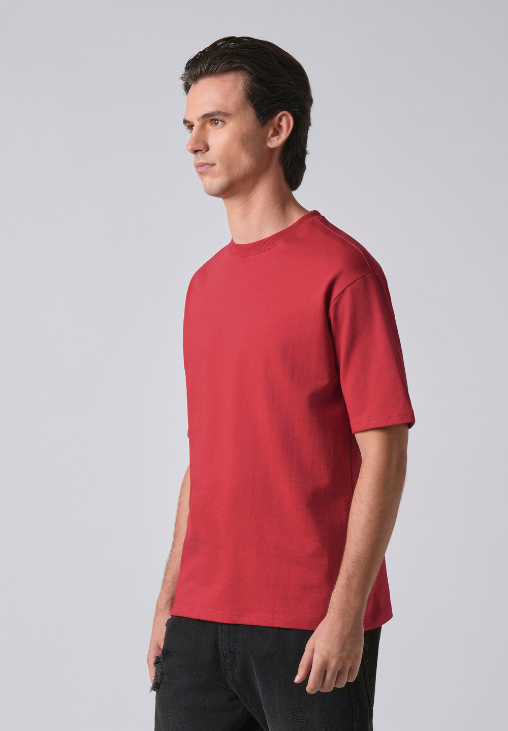 Crimson Red Basic Relaxed Fit T-shirt