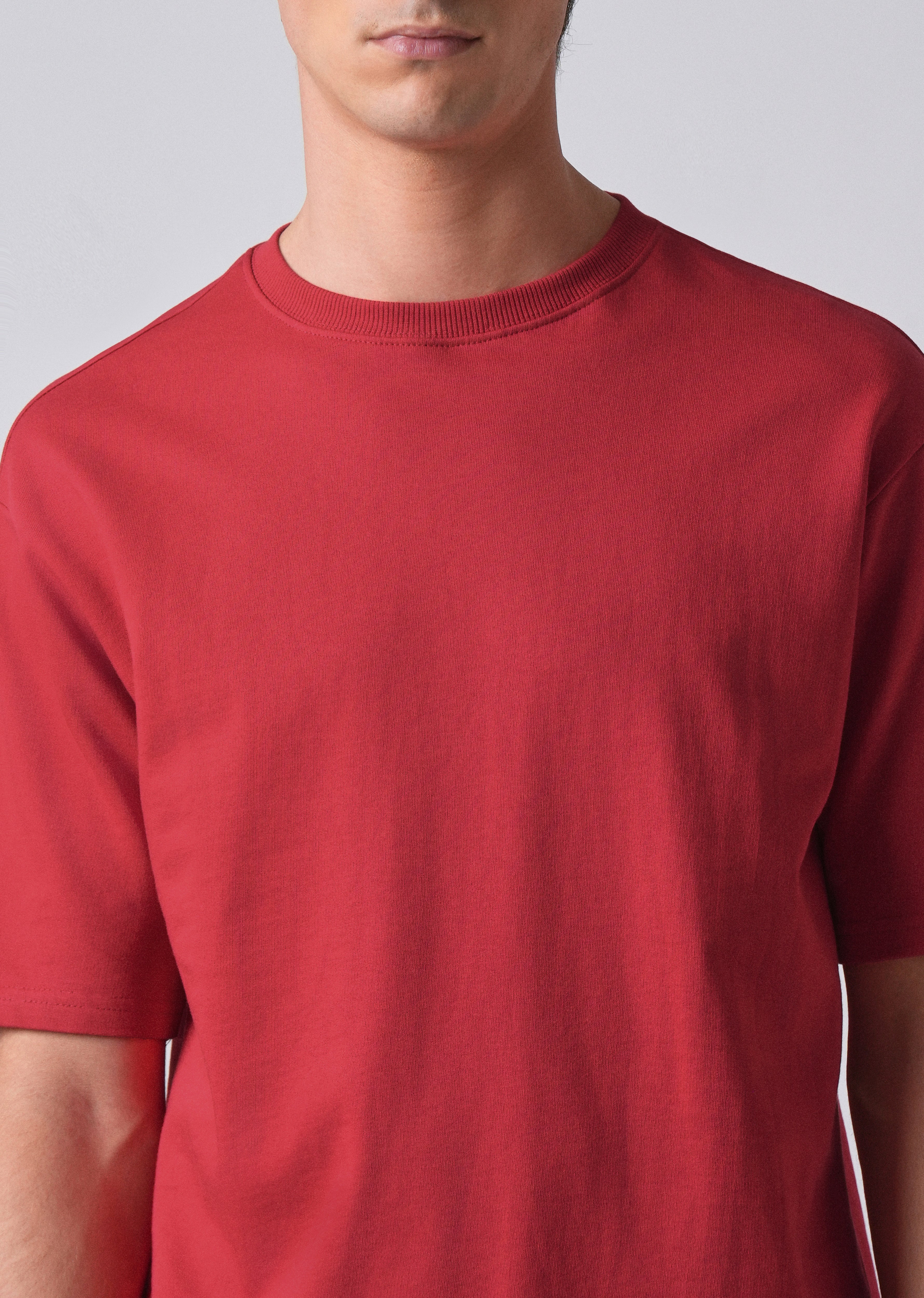 Crimson Red Basic Relaxed Fit T-shirt