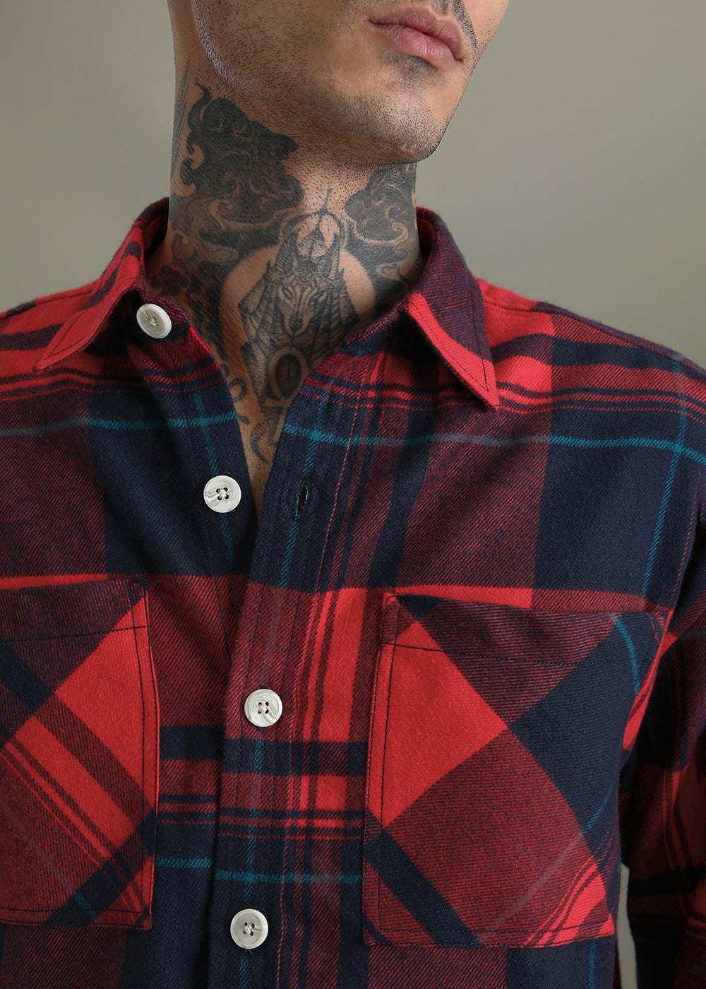 Red Checked Relaxed Fit Shacket