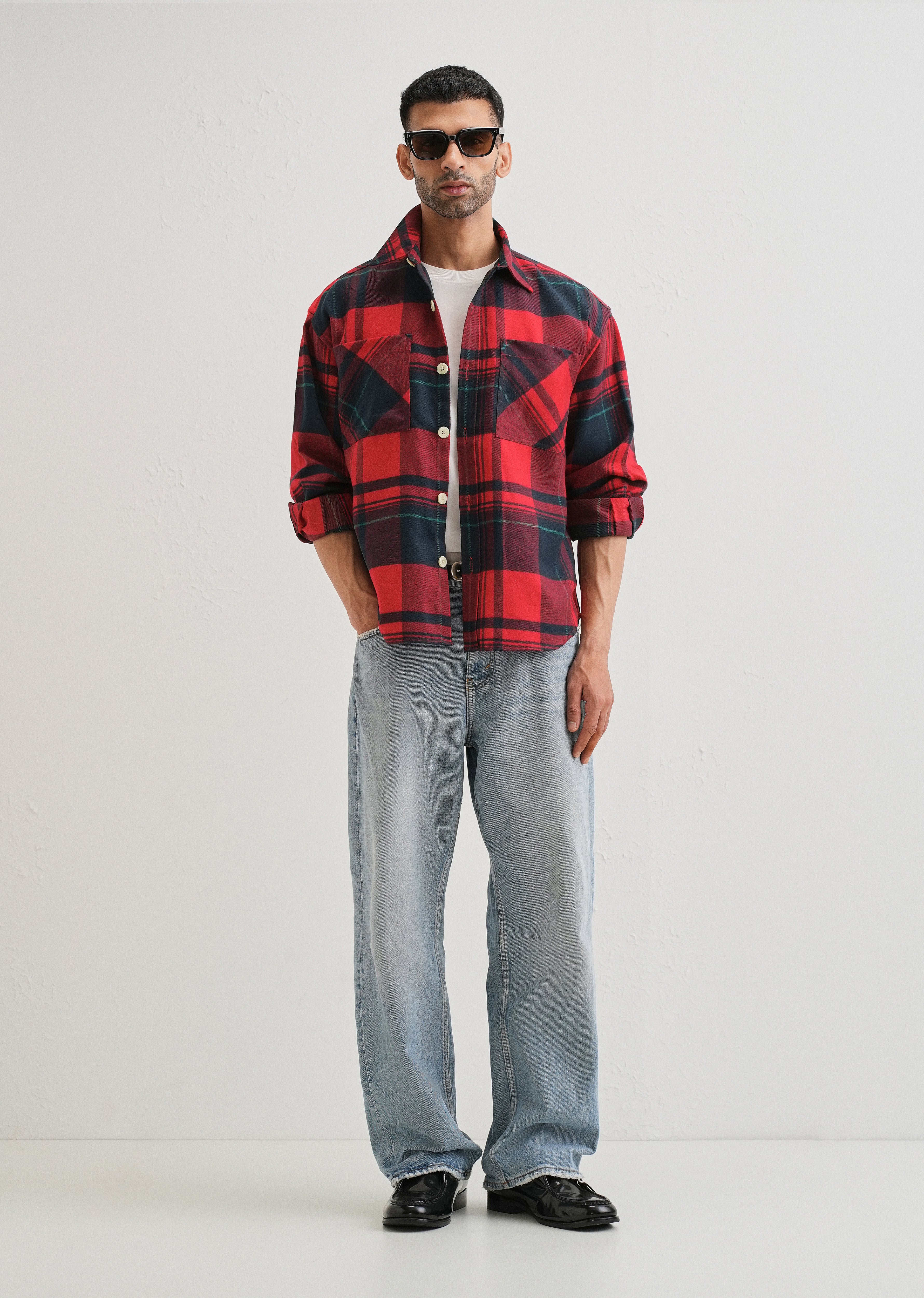 Red Checked Relaxed Fit Shacket
