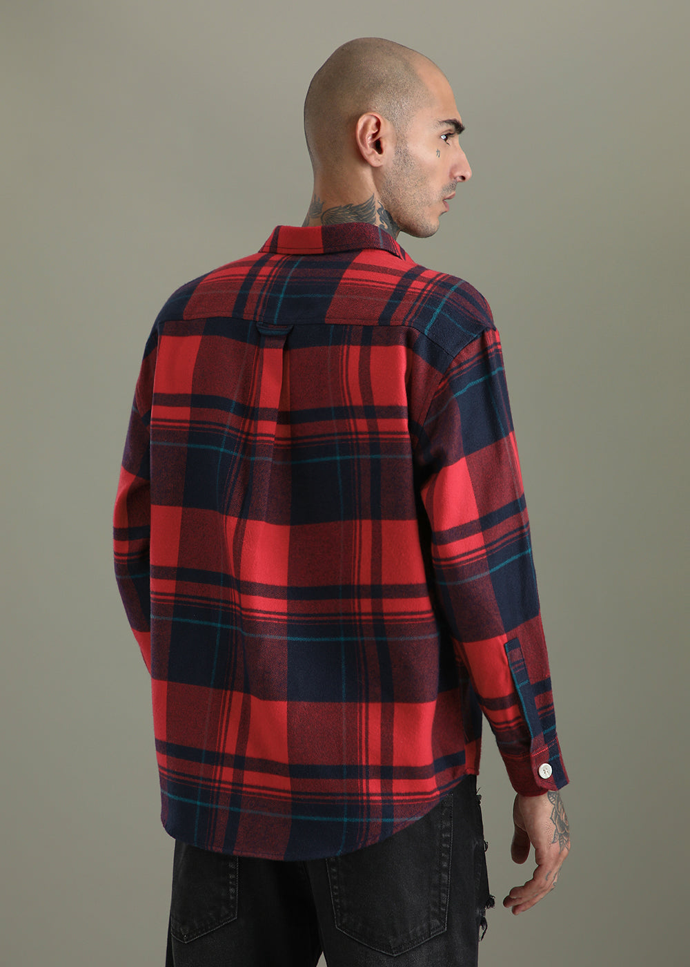 Red Checked Relaxed Fit Shacket