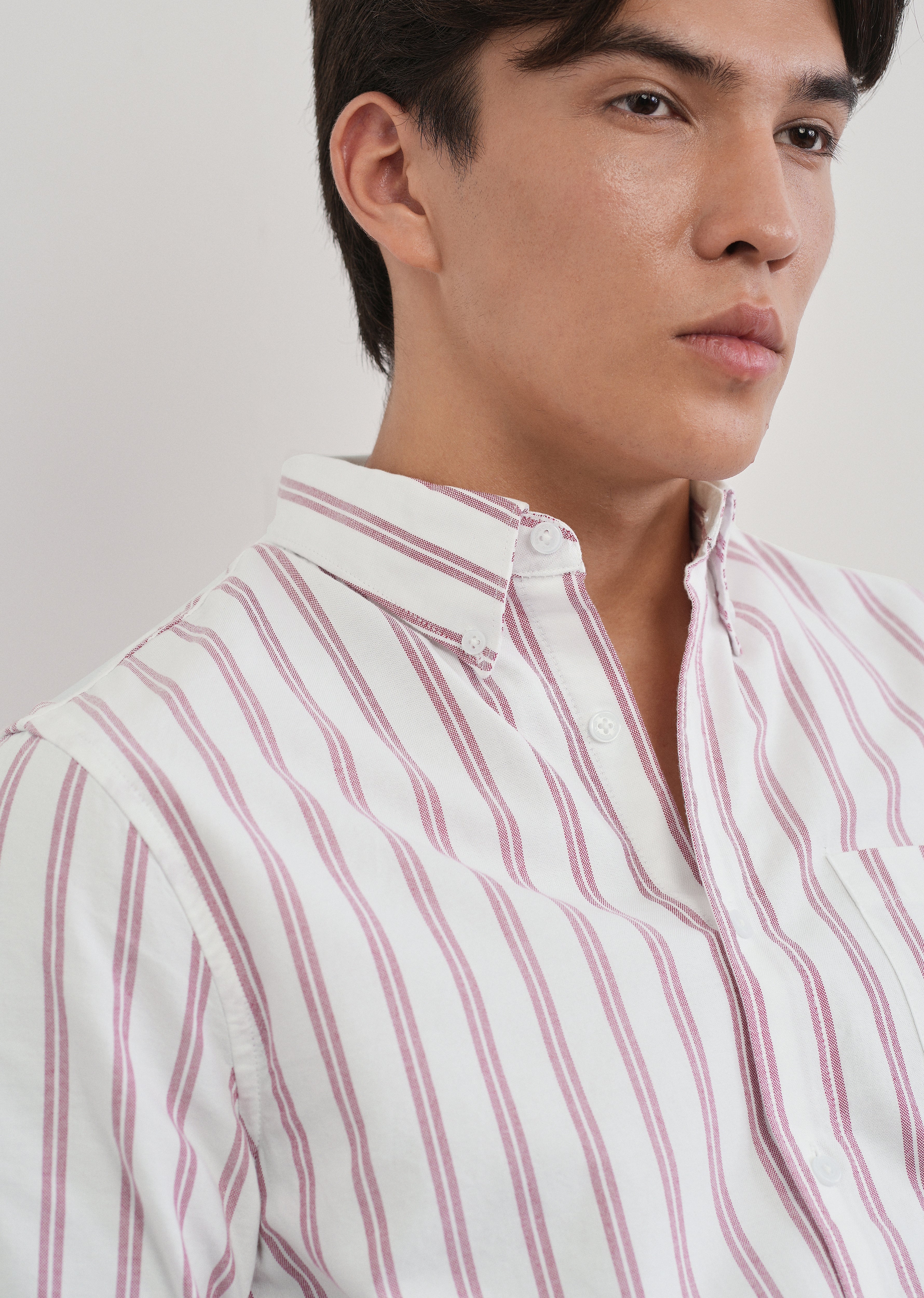 Red Double Stripe Cotton Shirt