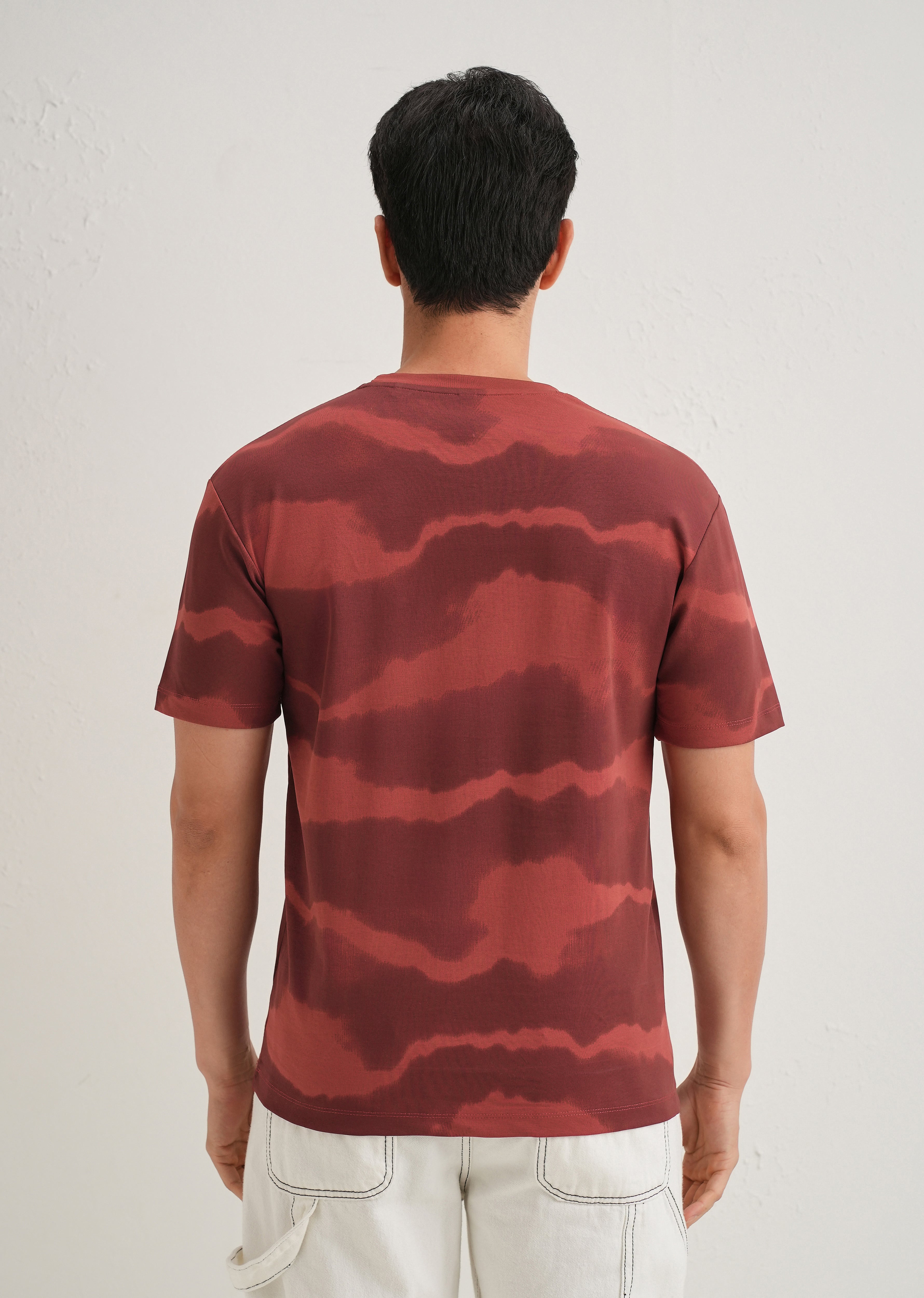 Red Dye Cactus Patch Print T-Shirt