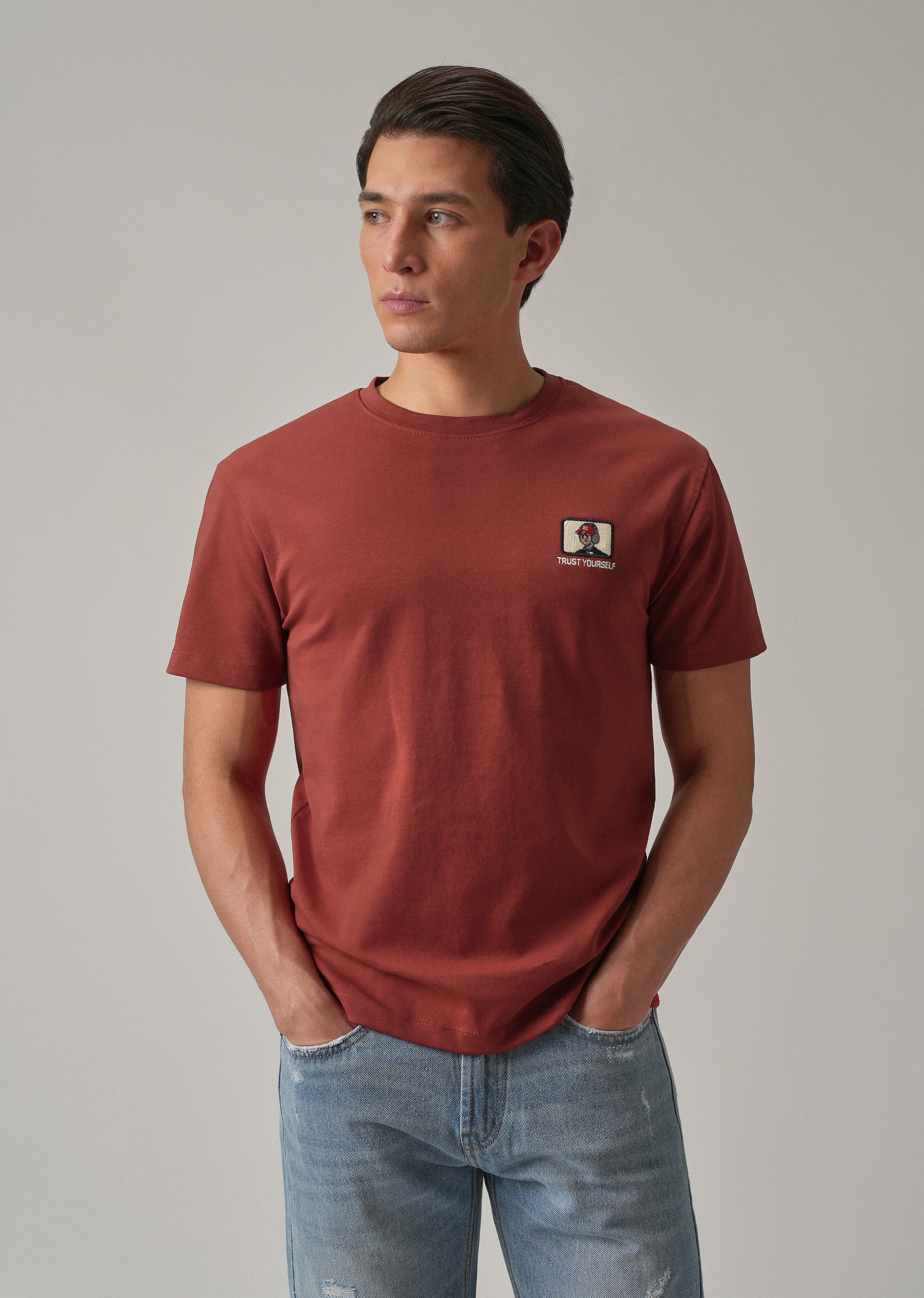 Red Printed Slim Fit T-Shirt