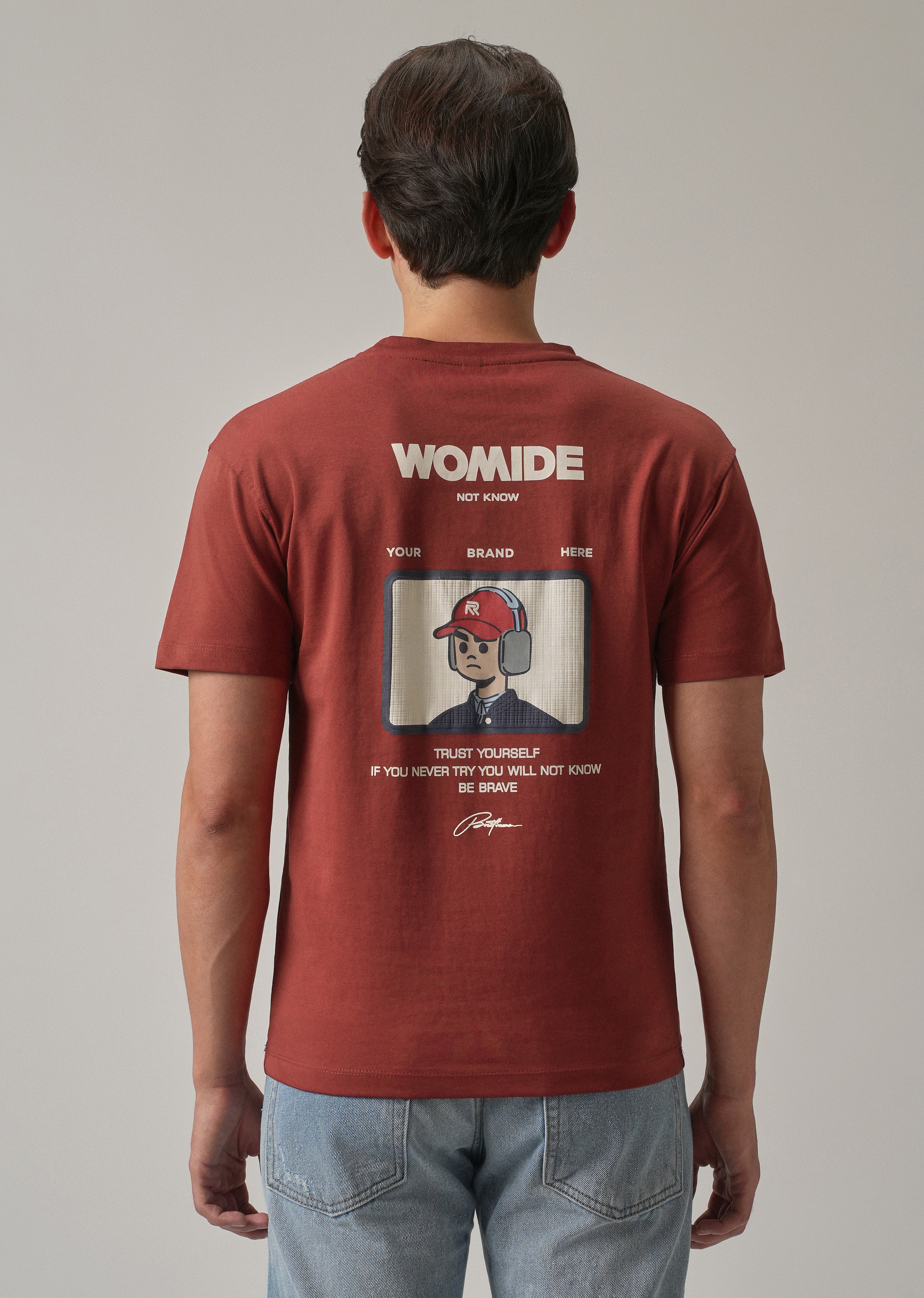 Red Printed Slim Fit T-Shirt