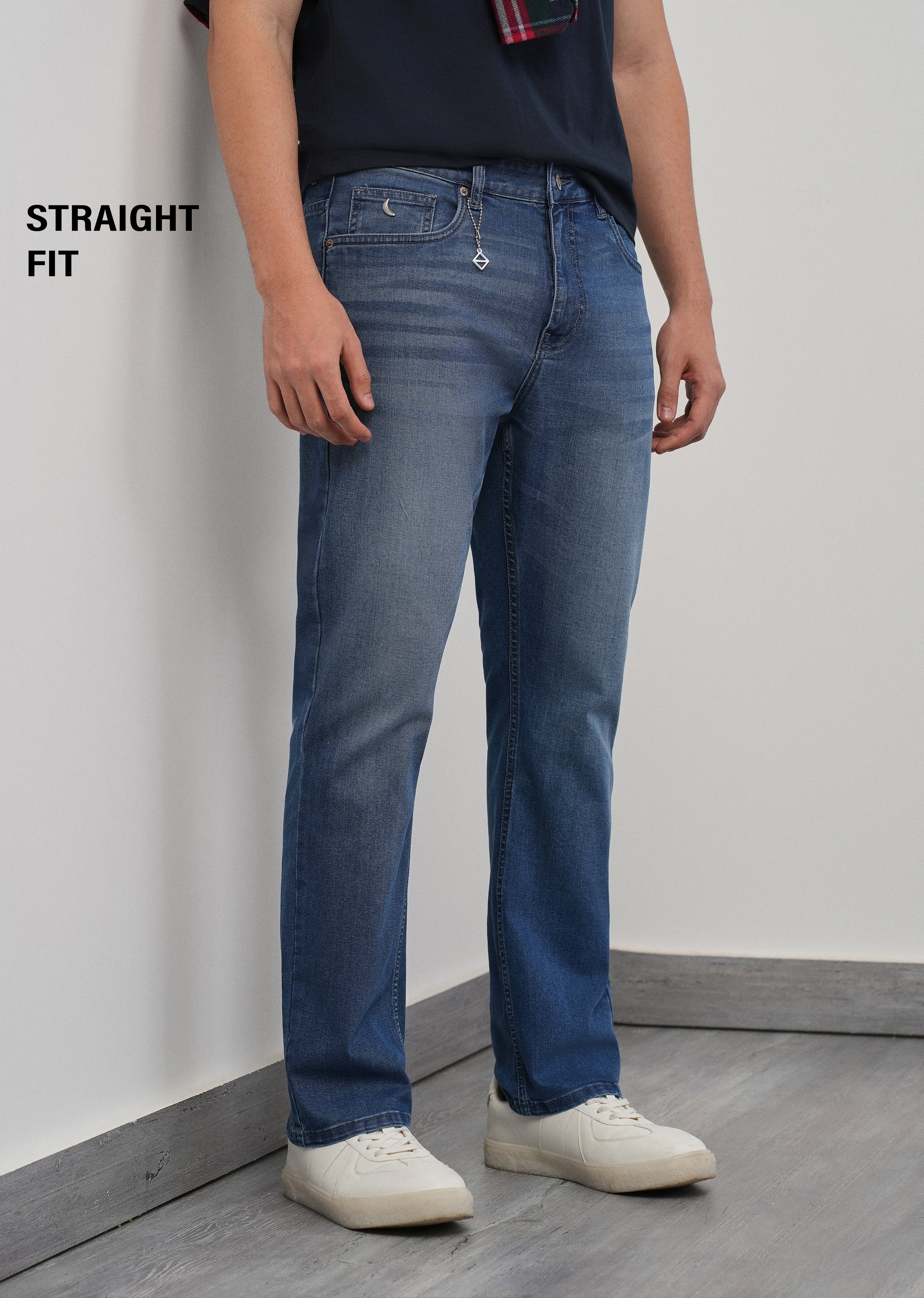 Retro Mid Blue Straight Fit Jeans
