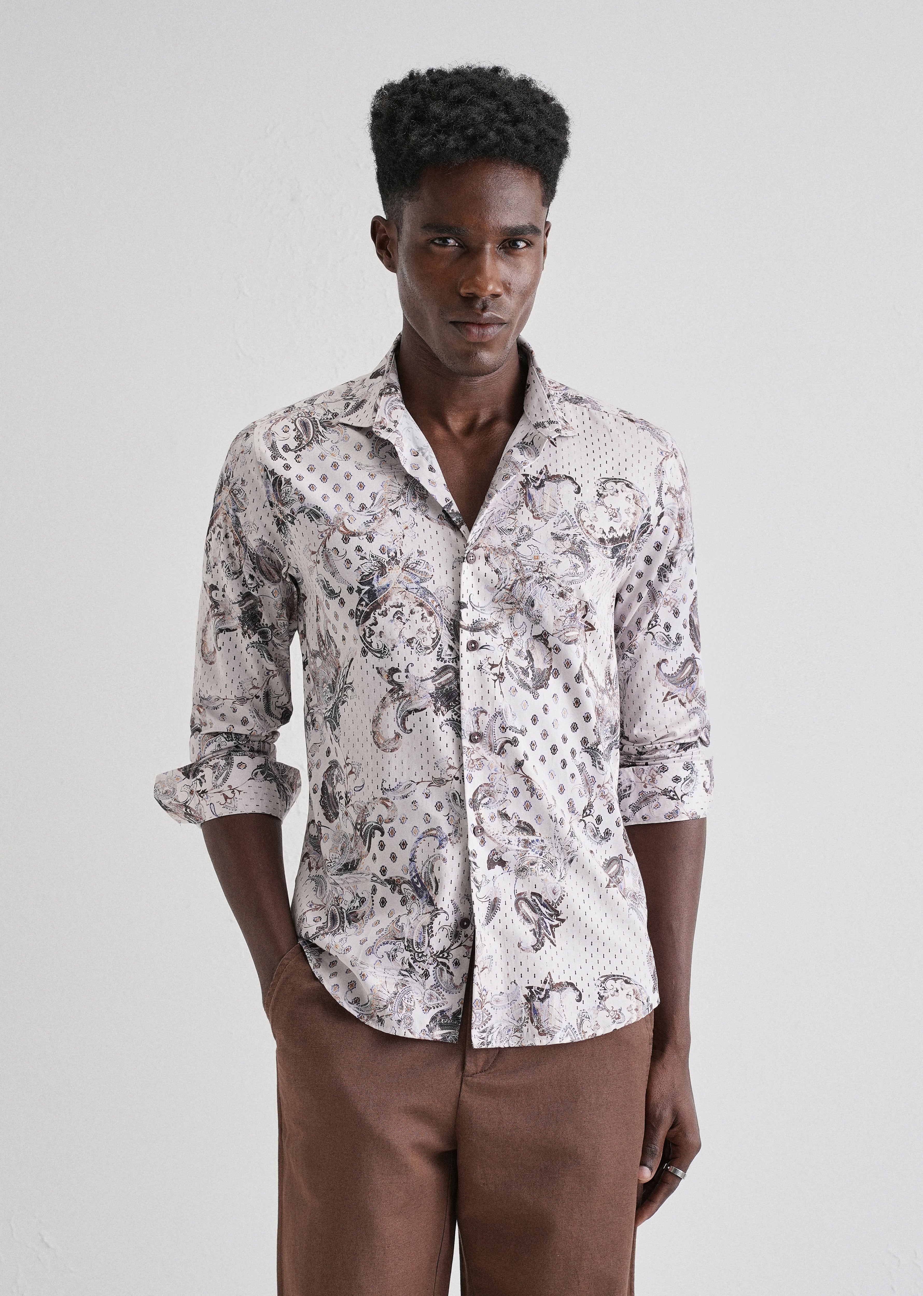 Retro Paisley Printed Shirt