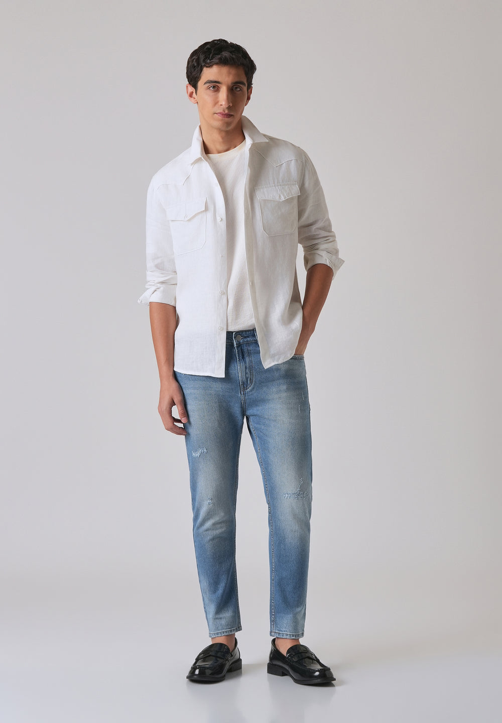 Ripped Honor Blue Slim fit Jeans