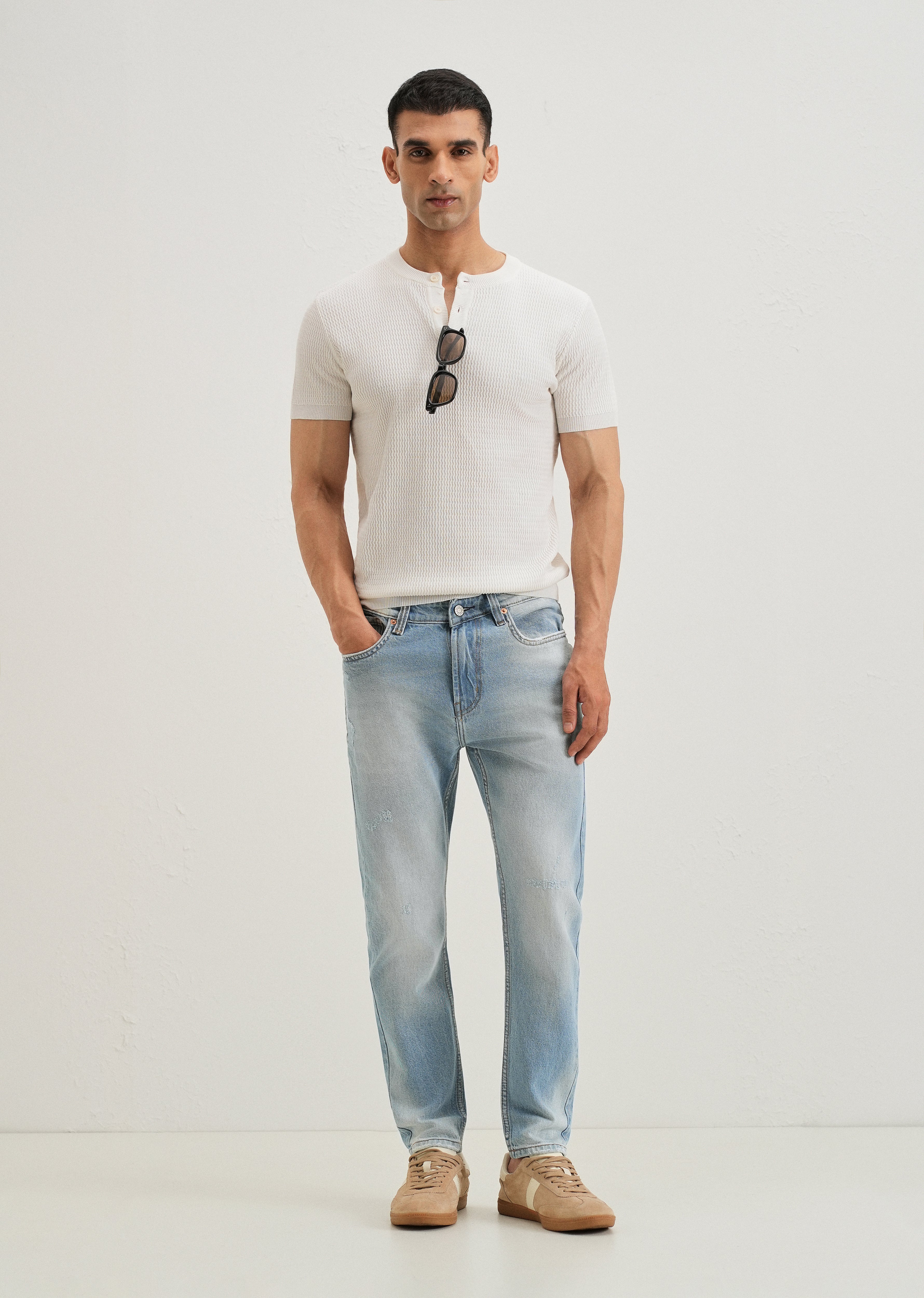 Ripped Stone Blue Slim fit Jeans